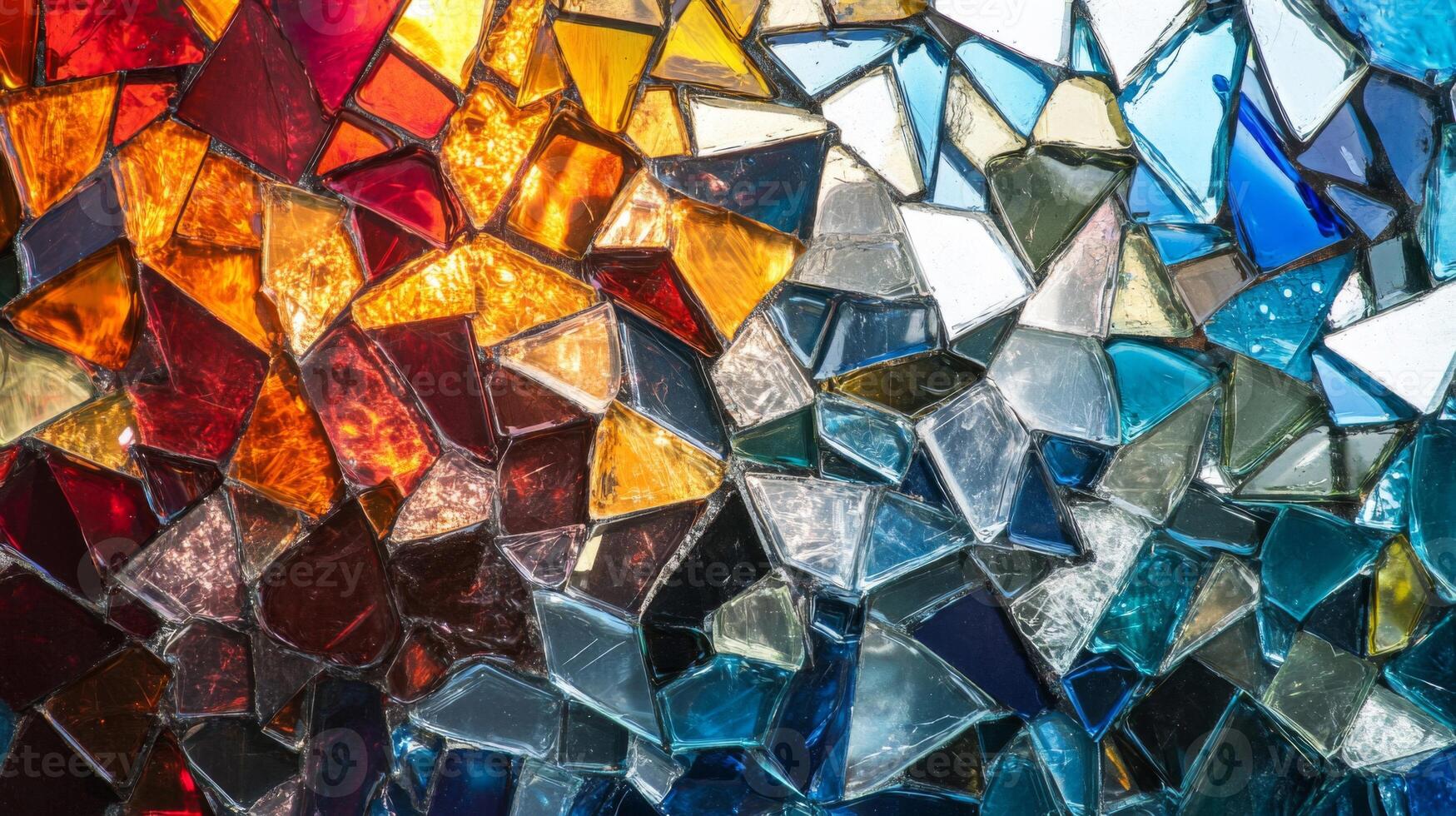 Abstract Mosaic of Colorful Glass Pieces photo