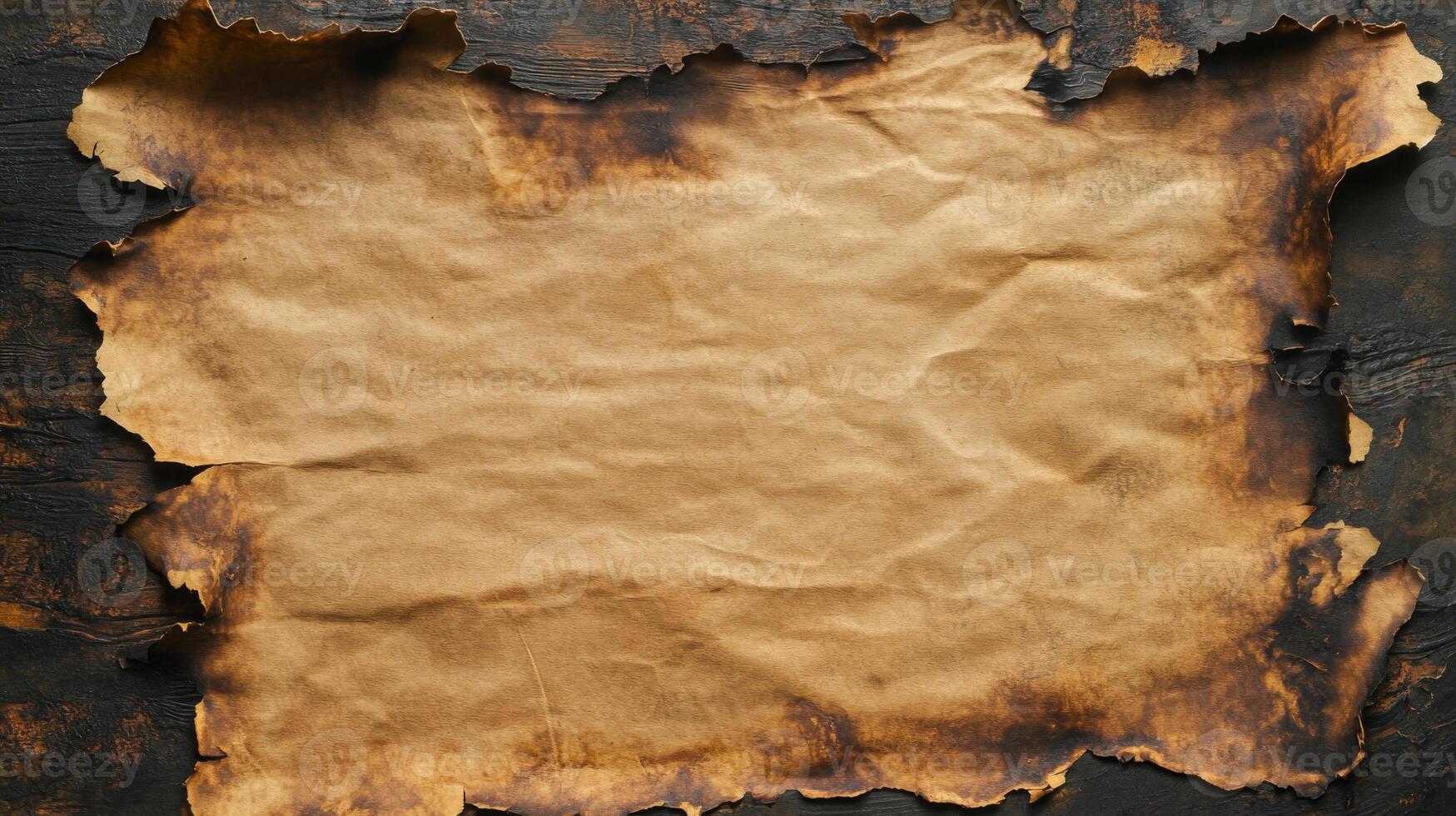 A Burnt and Crinkled Sheet of Paper with Edges photo