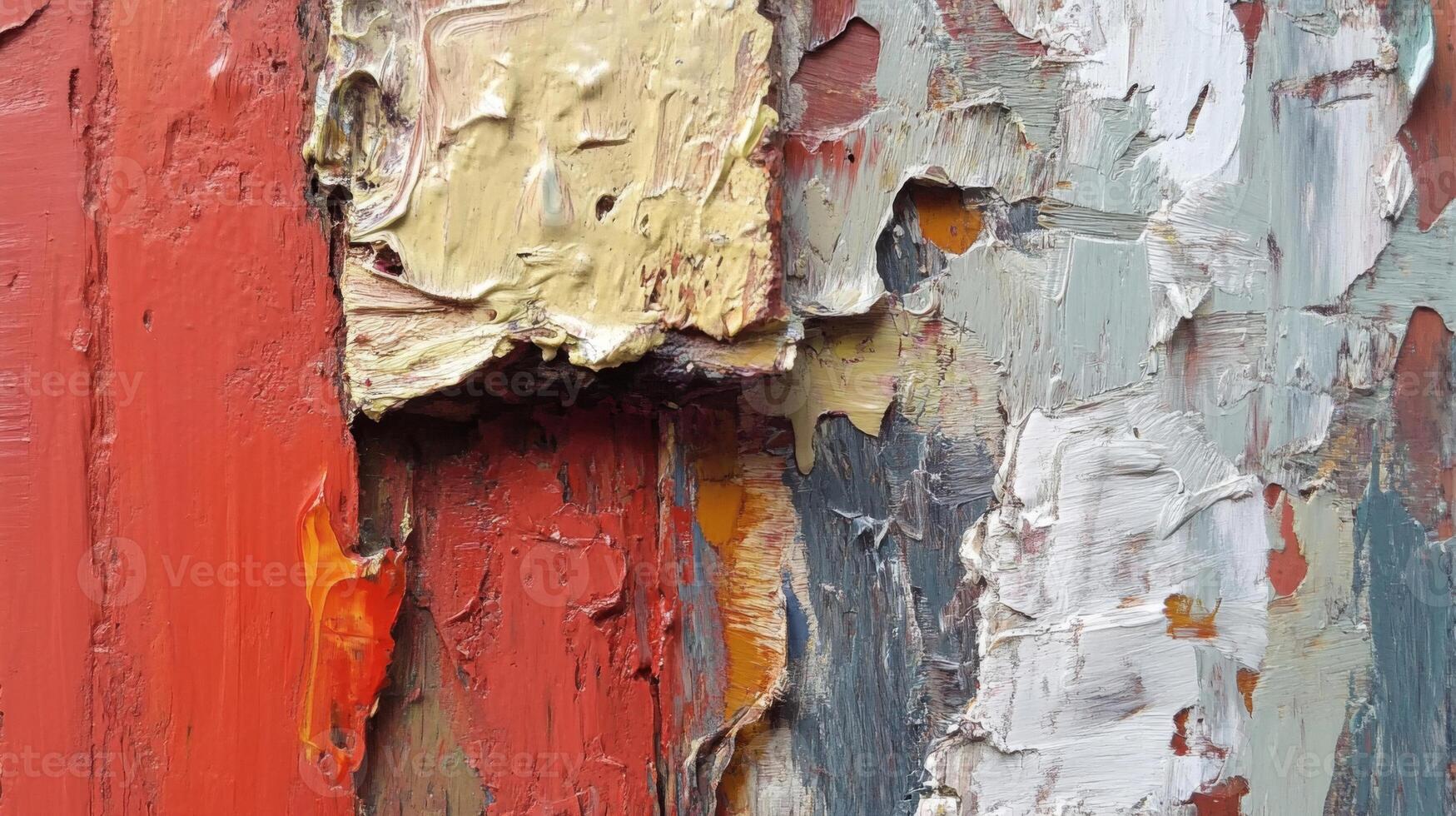 Abstract Textural Painting with Red, Yellow, Grey and White photo