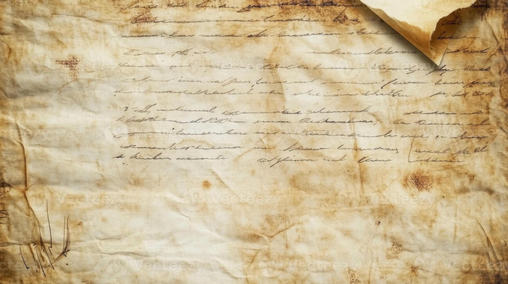 Aged, Handwritten Paper with Stained Edges photo
