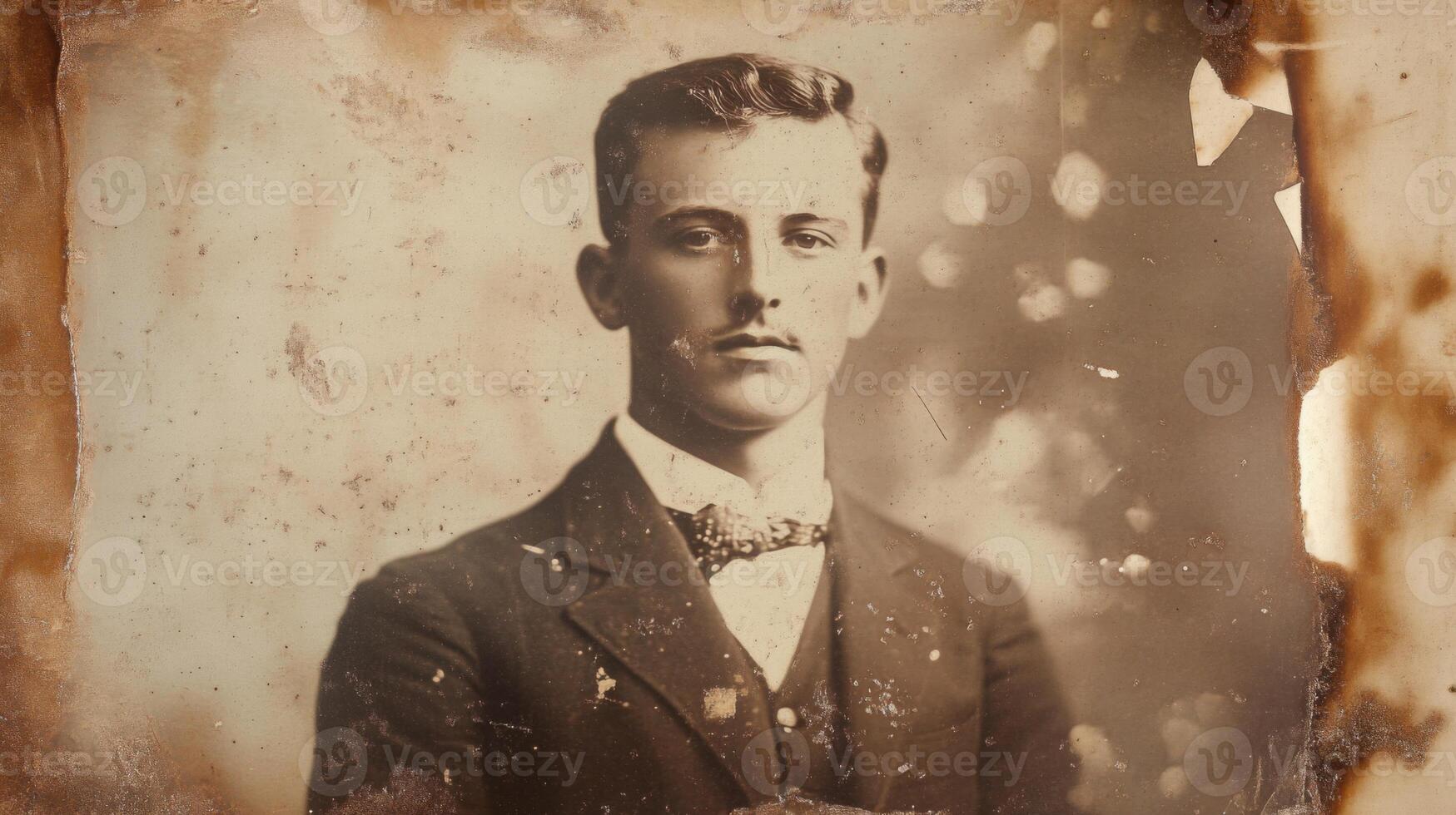 A Vintage Portrait of a Young Man in a Suit and Bowtie photo