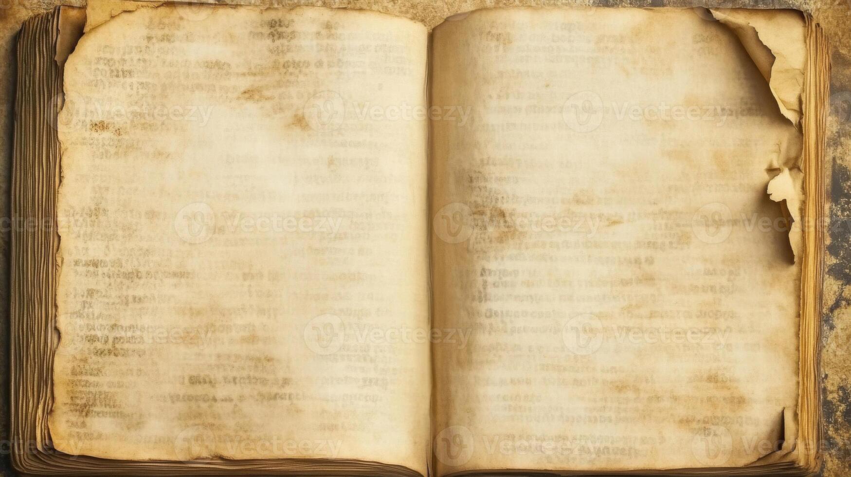 Open Antique Book with Worn Pages and Torn Edges photo