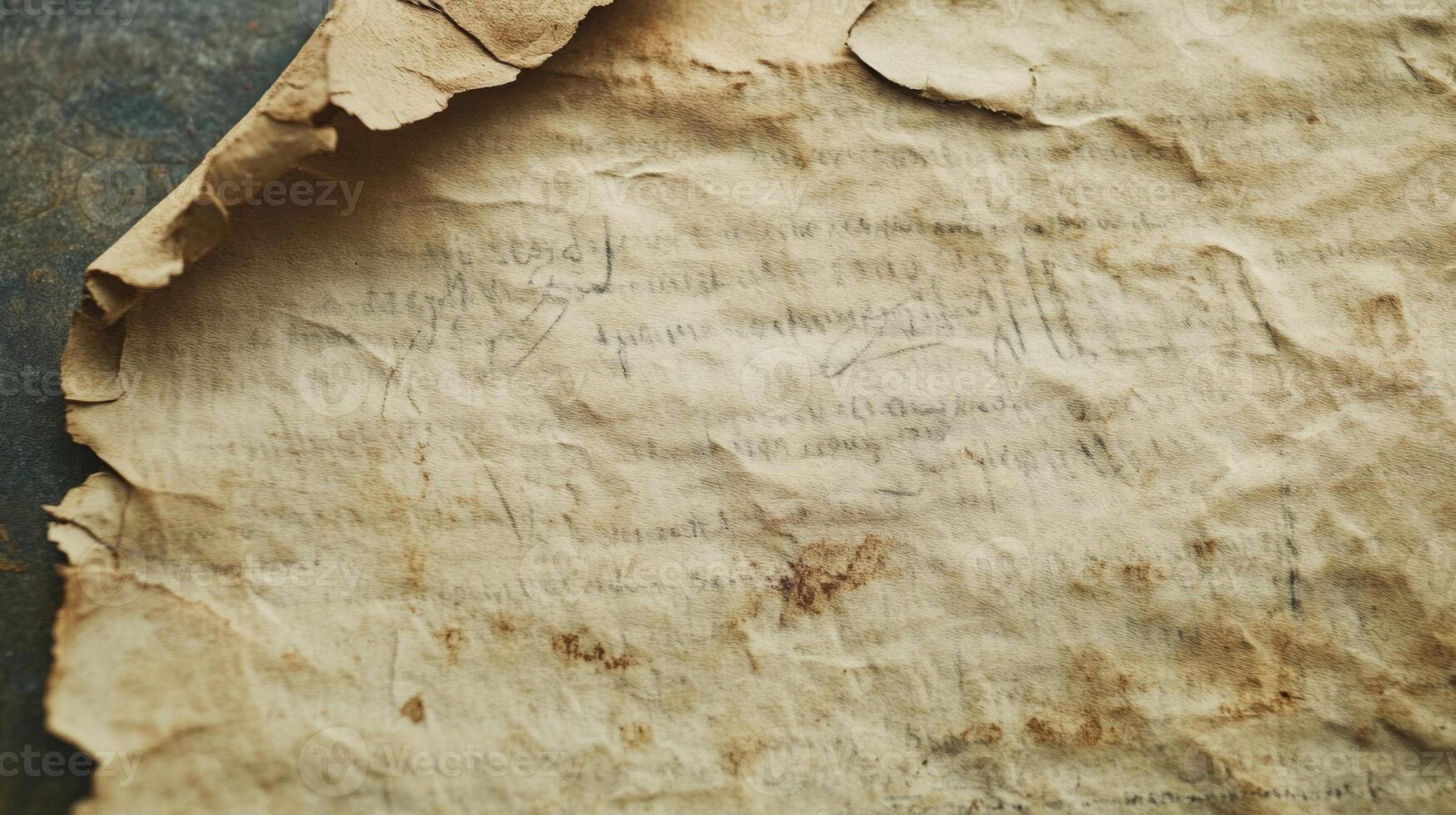 Close-up of an Aged and Faded Piece of Paper with Handwritten Notes photo
