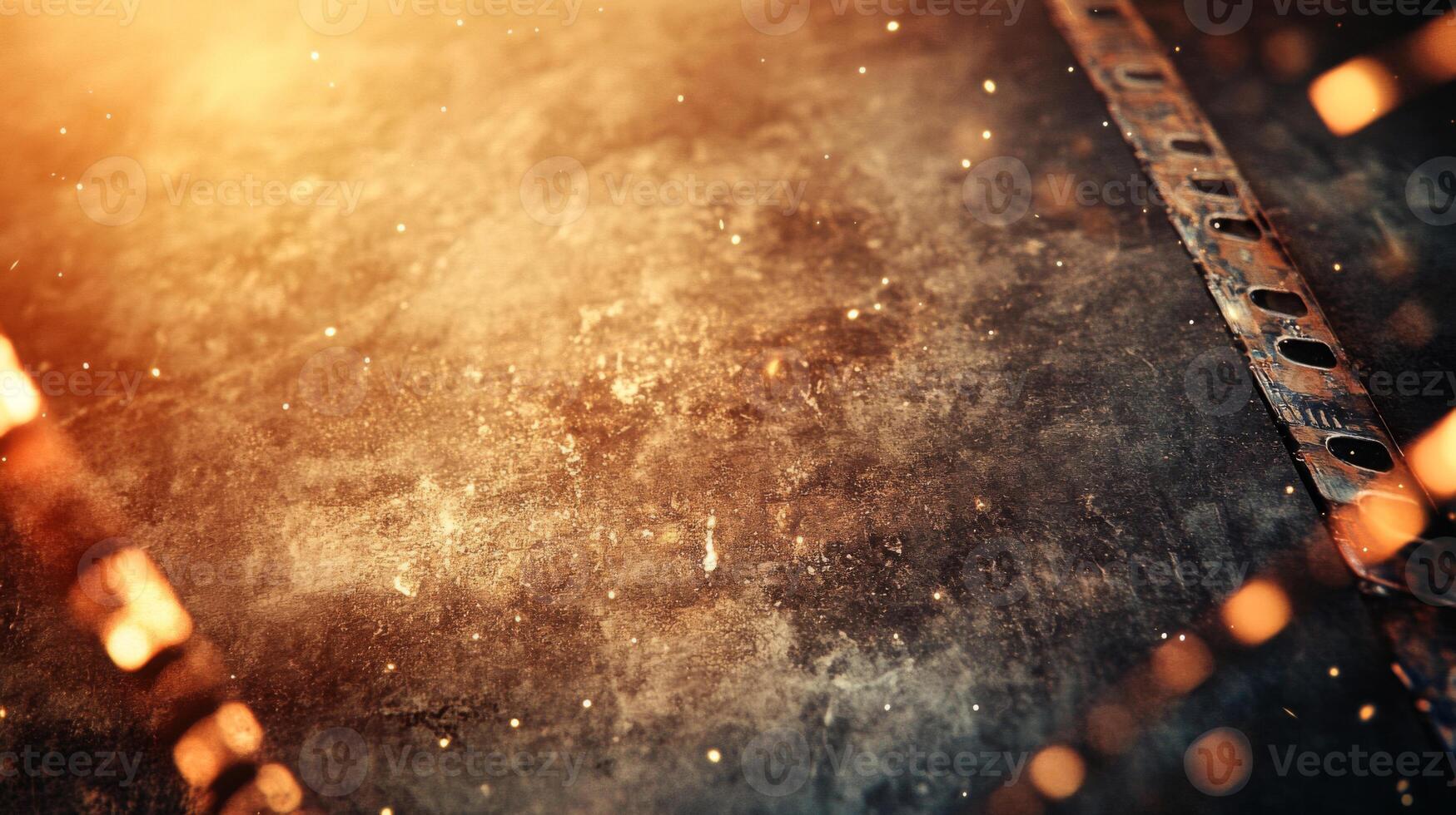 Close-up of a Rusty Metal Surface with Glowing Sparks photo