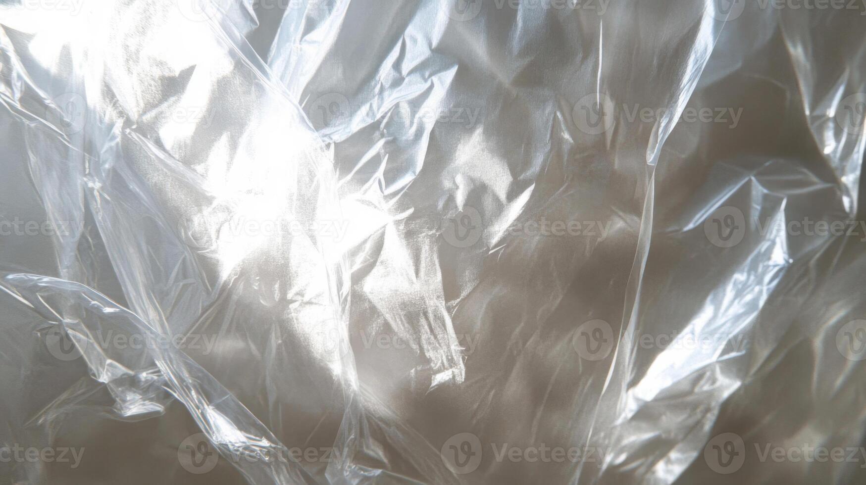 A Crinkled Sheet of Transparent Plastic Reflecting Light photo