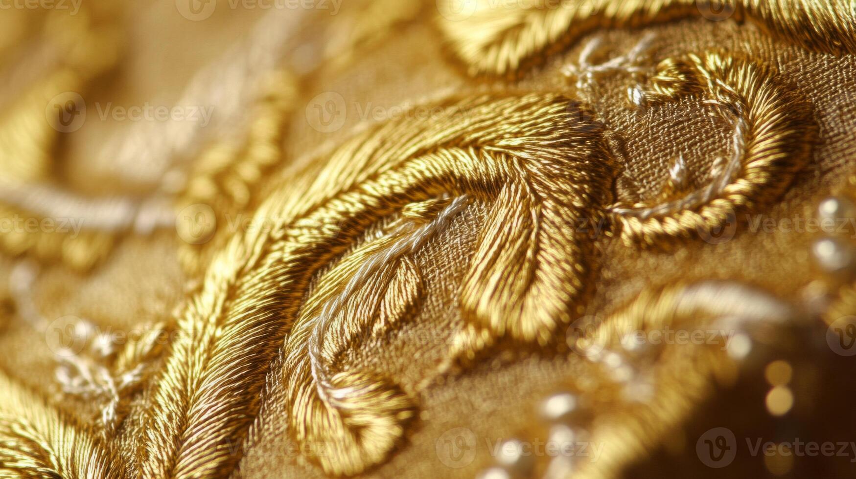 Golden Thread Embroidery Detail on Fabric photo