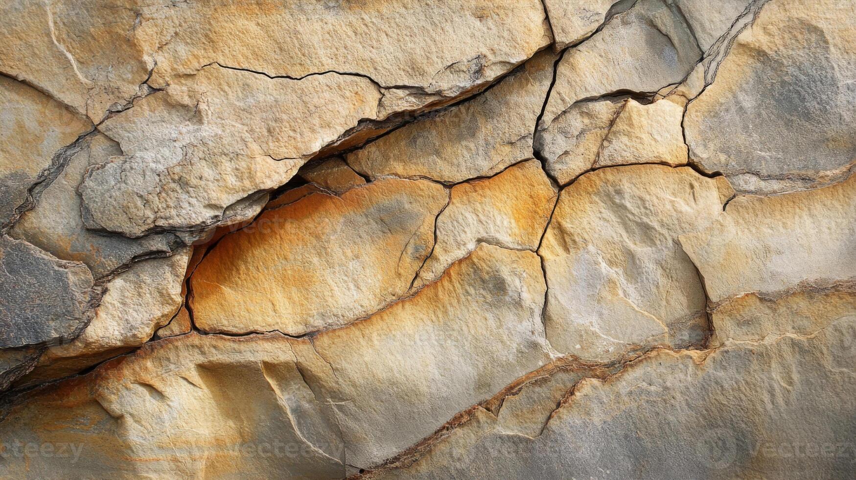 Cracked and Weathered Sandstone Surface photo