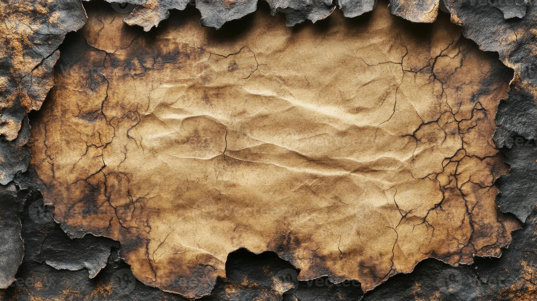 Burned Paper Edges with Crumpled Texture photo