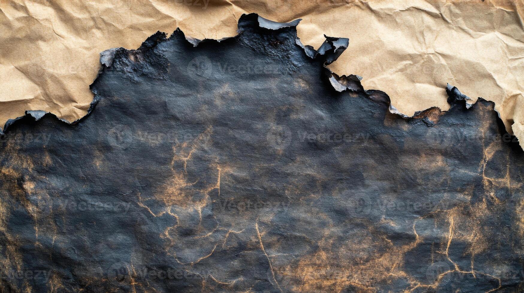 Burnt and Crinkled Paper with Charred Edges photo