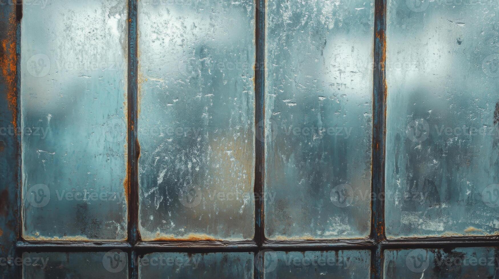 Frosted Glass Window With Rusty Frame photo