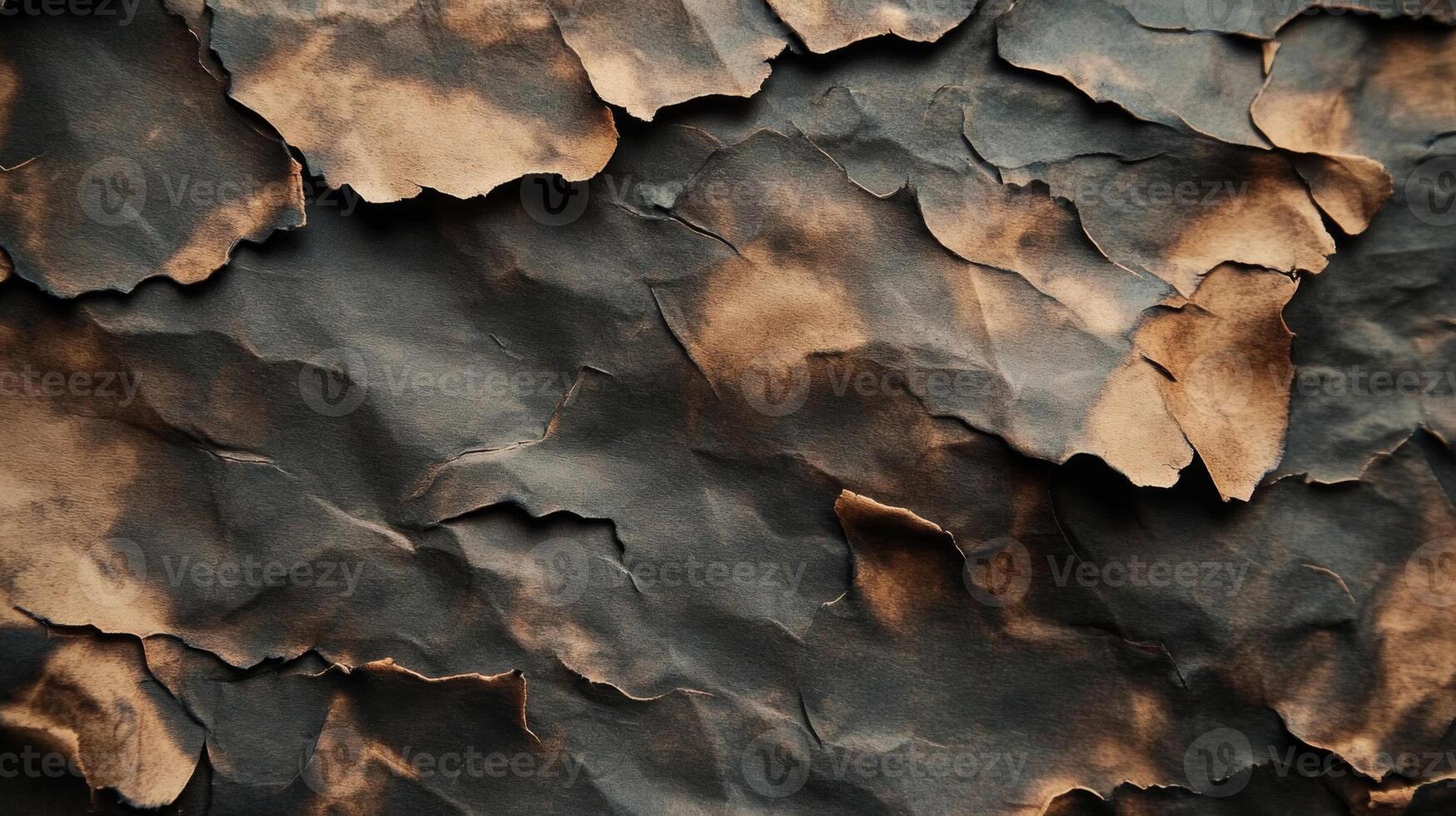 Close-up of Crumpled and Burned Paper with Jagged Edges photo
