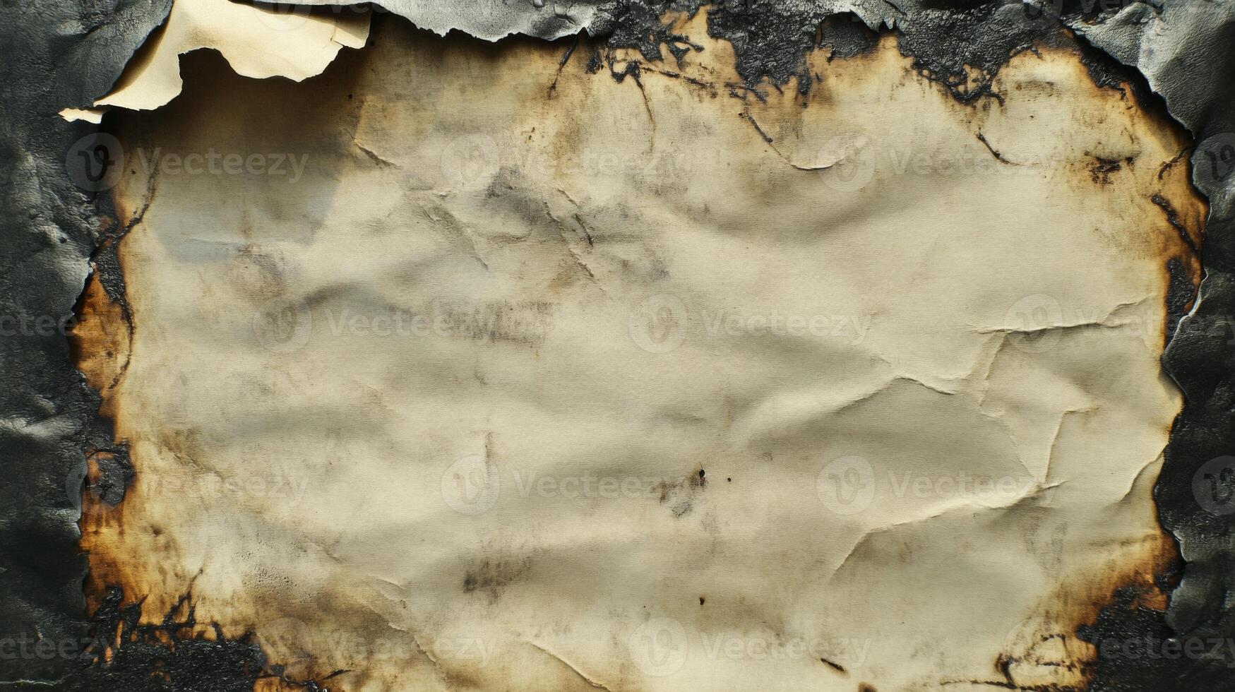 Burned Paper with Black Edges and Crinkled Texture photo