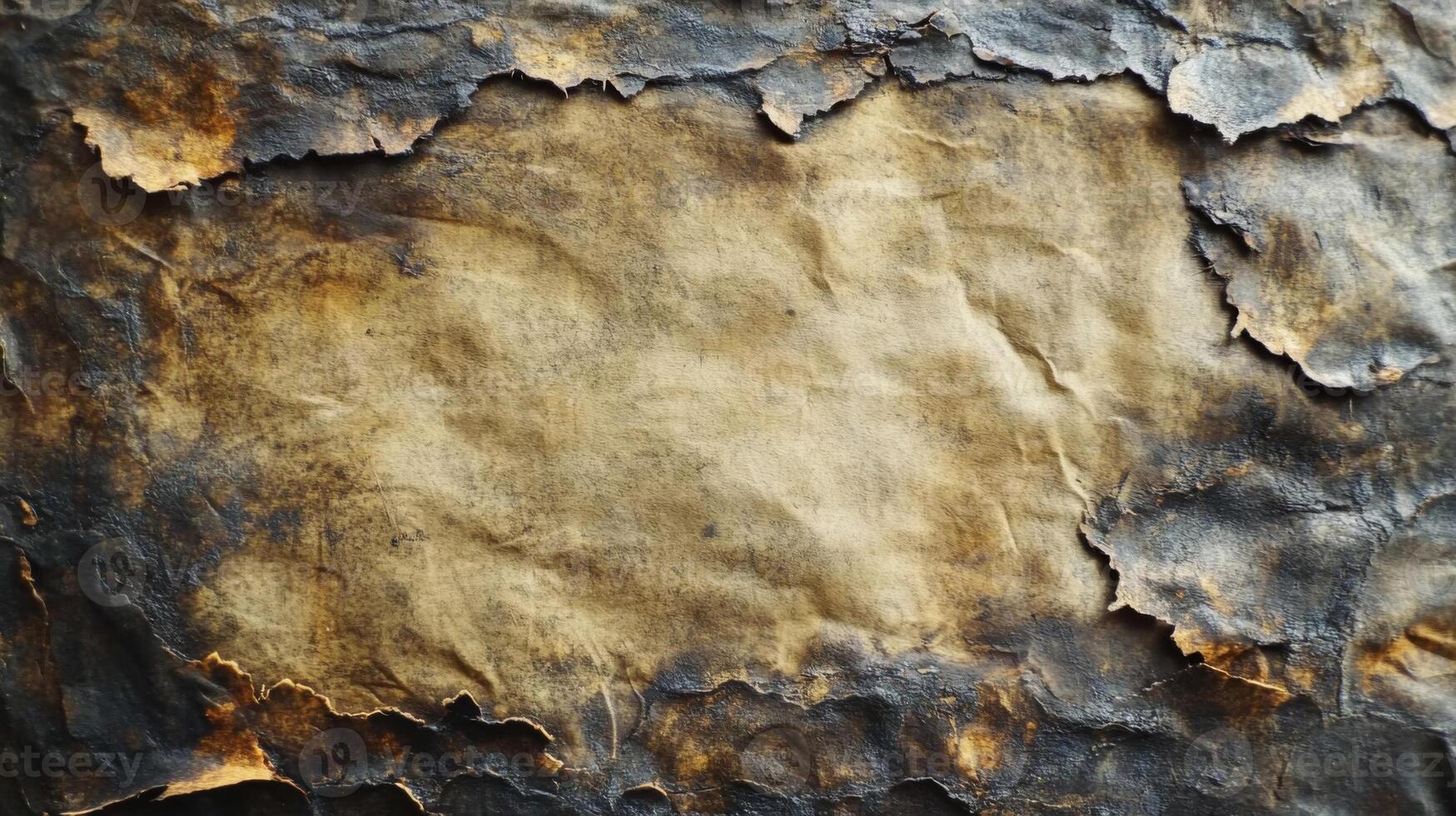 Burned and Torn Paper with Brown and Black Marks photo