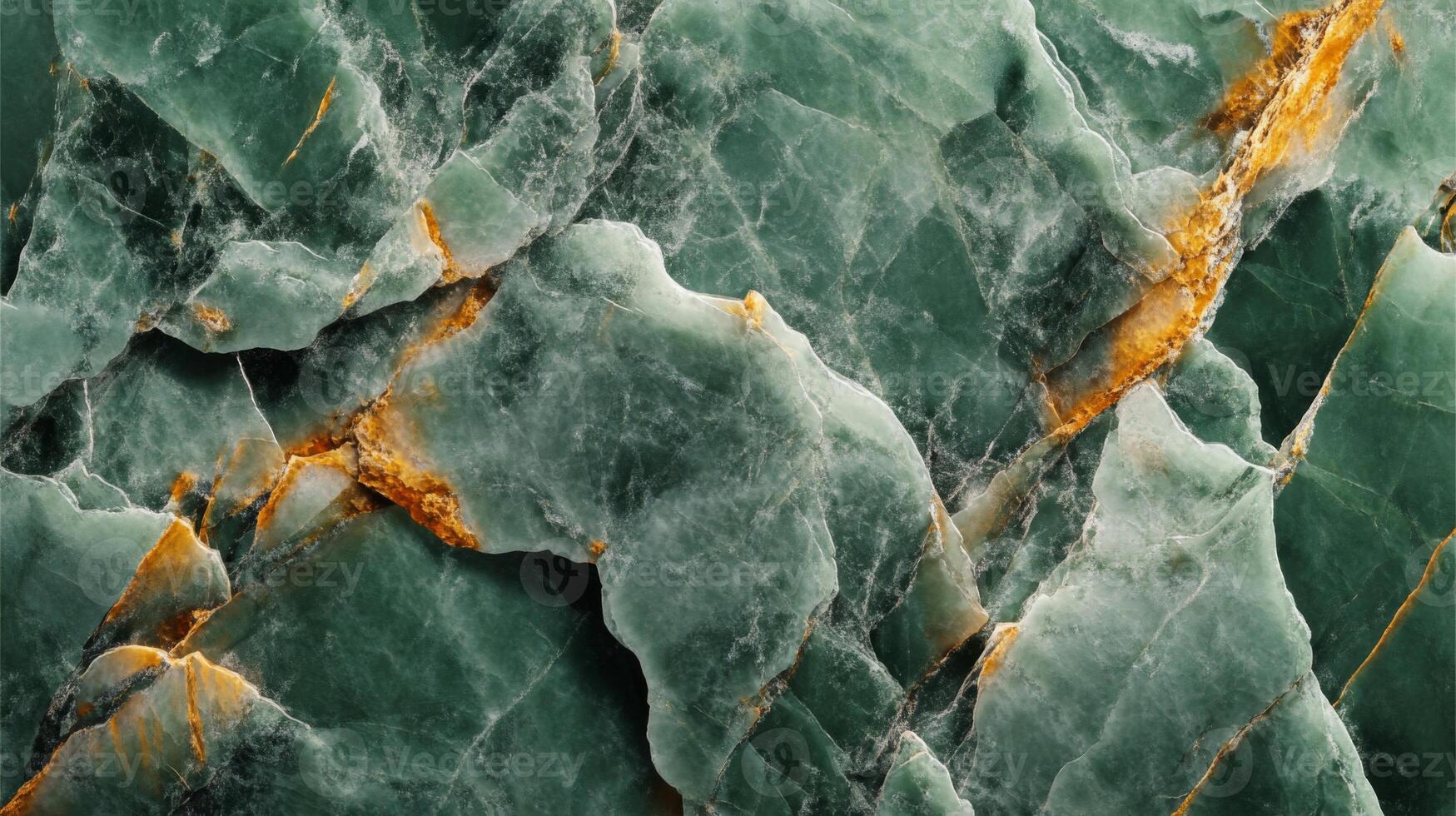 Close-up of Green and Gold Marble with Intricate Veining photo