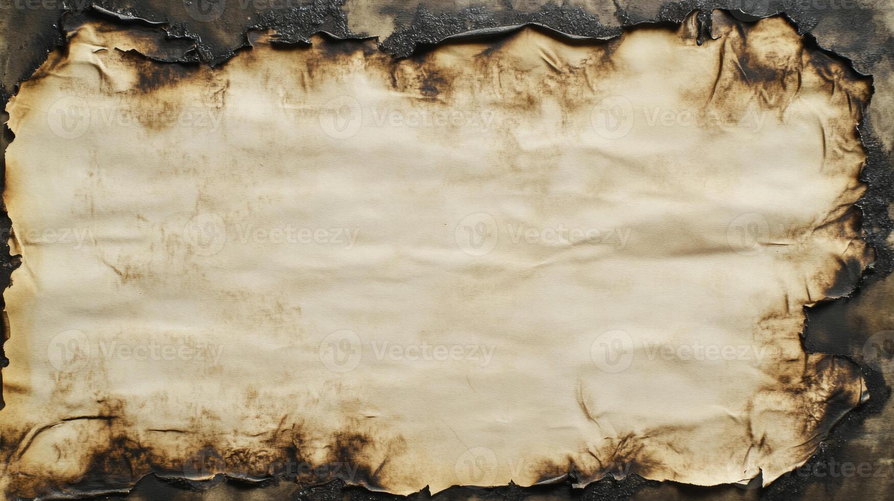 Burned Paper with Crumpled Texture and Charred Edges photo