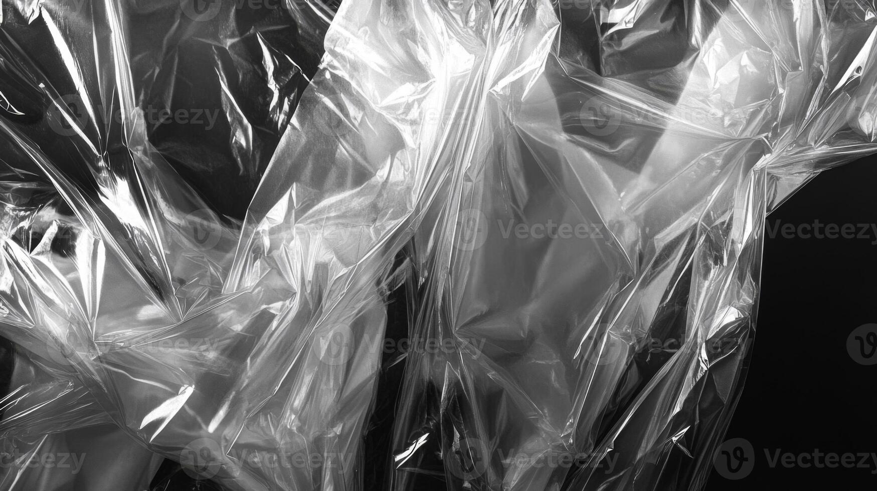 Abstract Texture of Wrinkled Clear Plastic Wrap photo