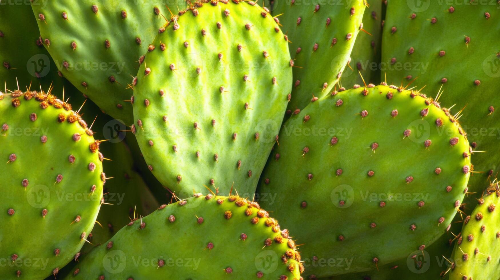 Close-up View of Prickly Pear Cactus Pads photo