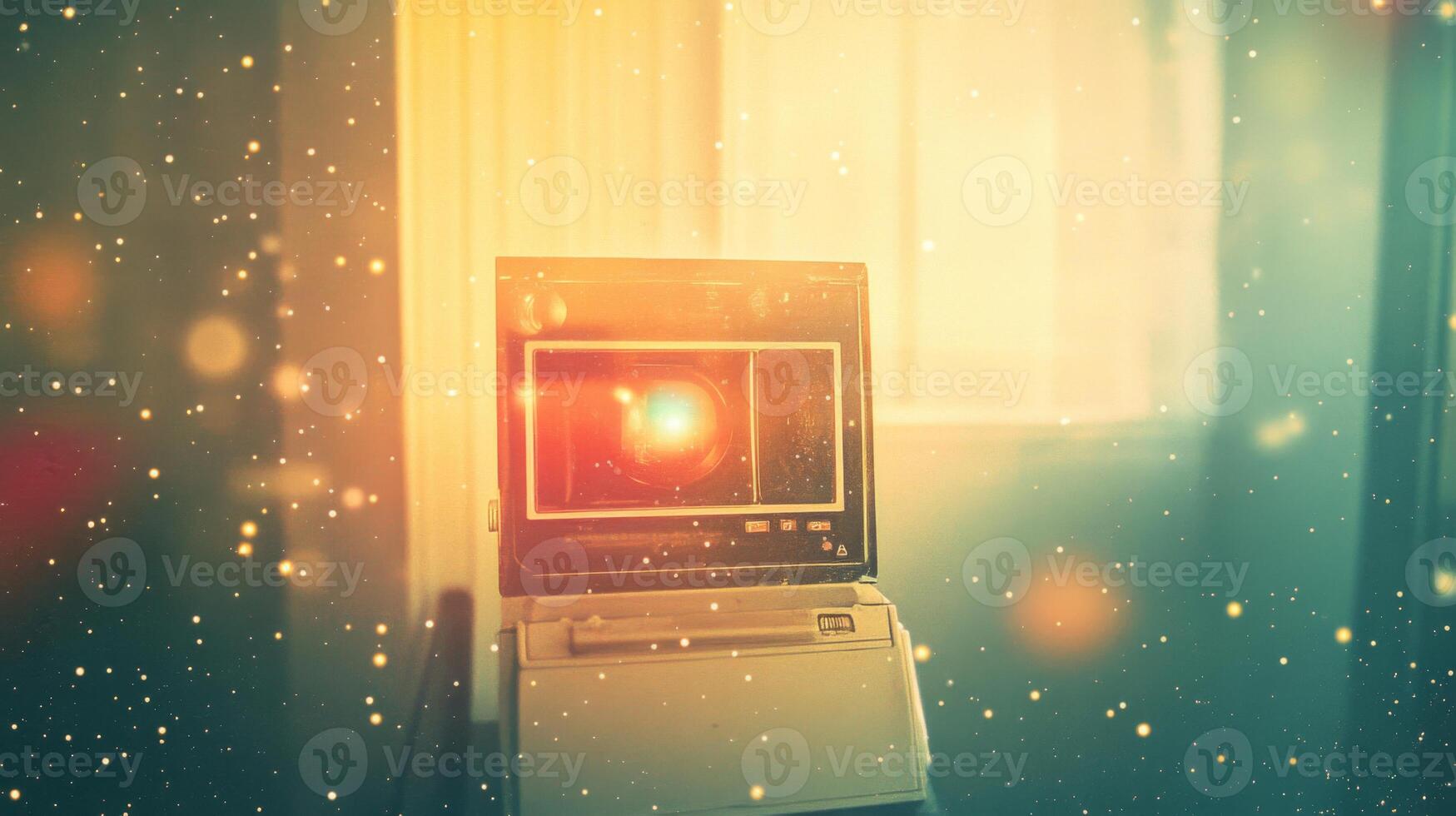 Vintage Camera with Lens Flare in a Room with Lights photo