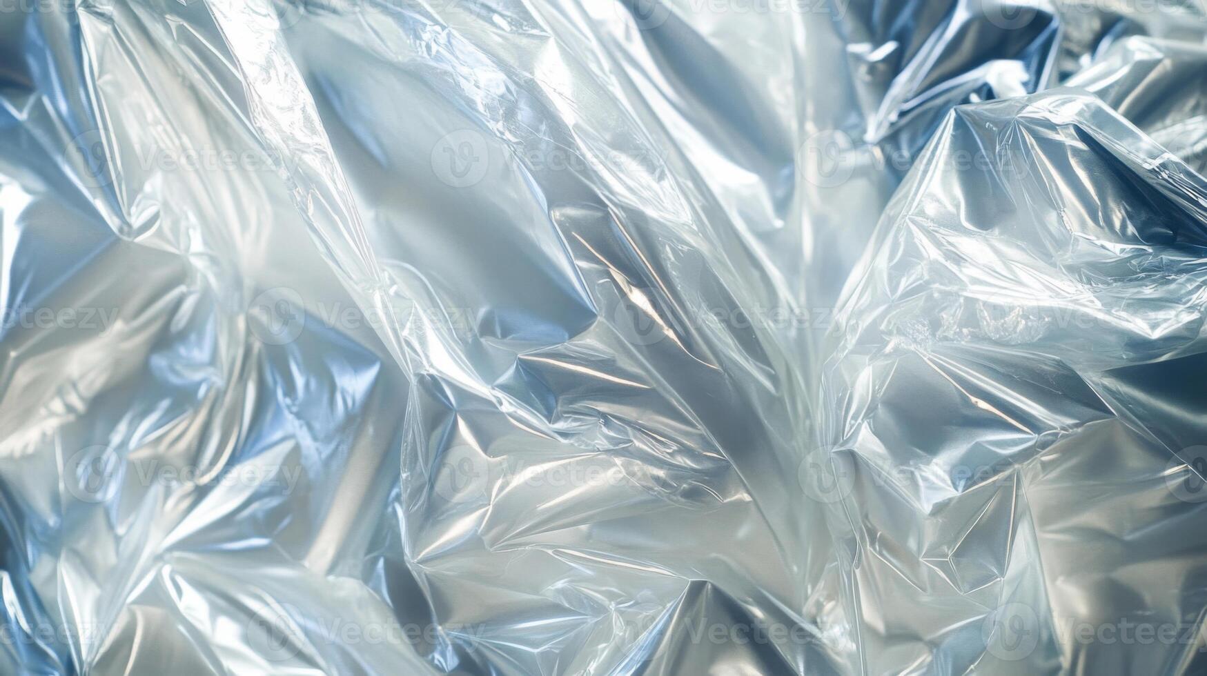 Abstract Texture of Crumpled Transparent Plastic Wrap photo