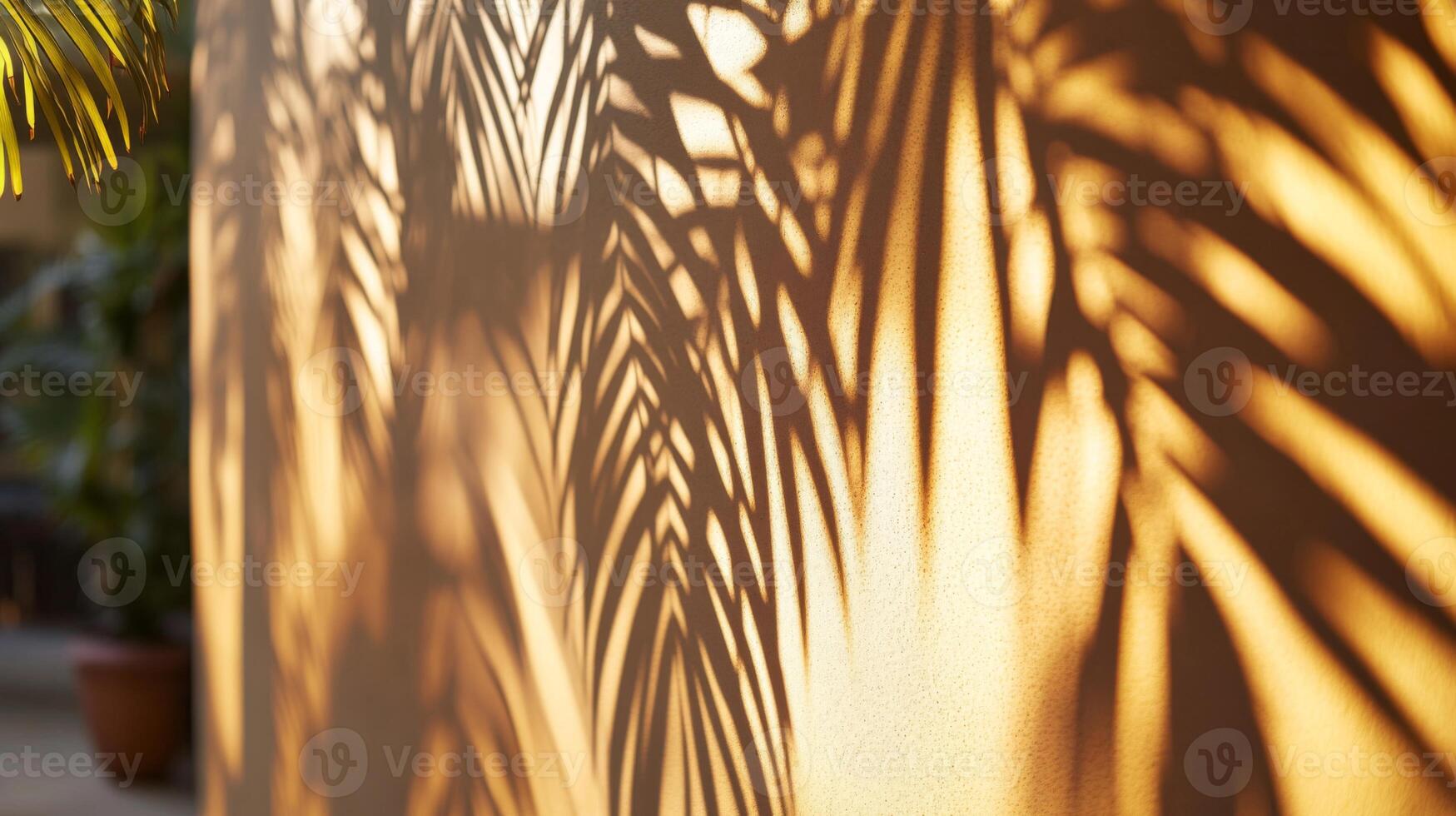 Palm Leaf Shadow Cast on a Tan Wall photo