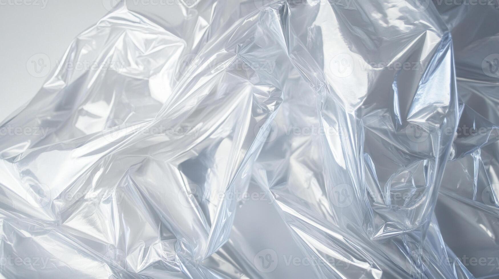 Crumpled Clear Plastic Wrap with Reflections photo