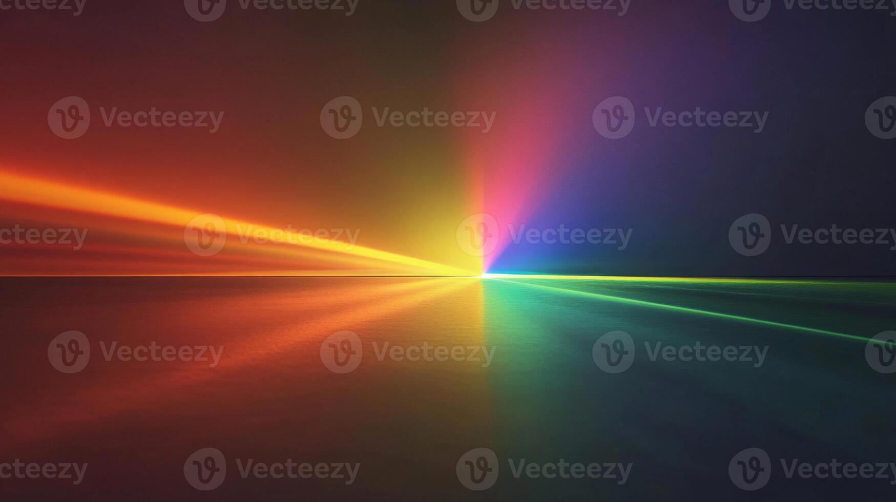 Abstract Colorful Horizon with Light Rays and Reflections photo