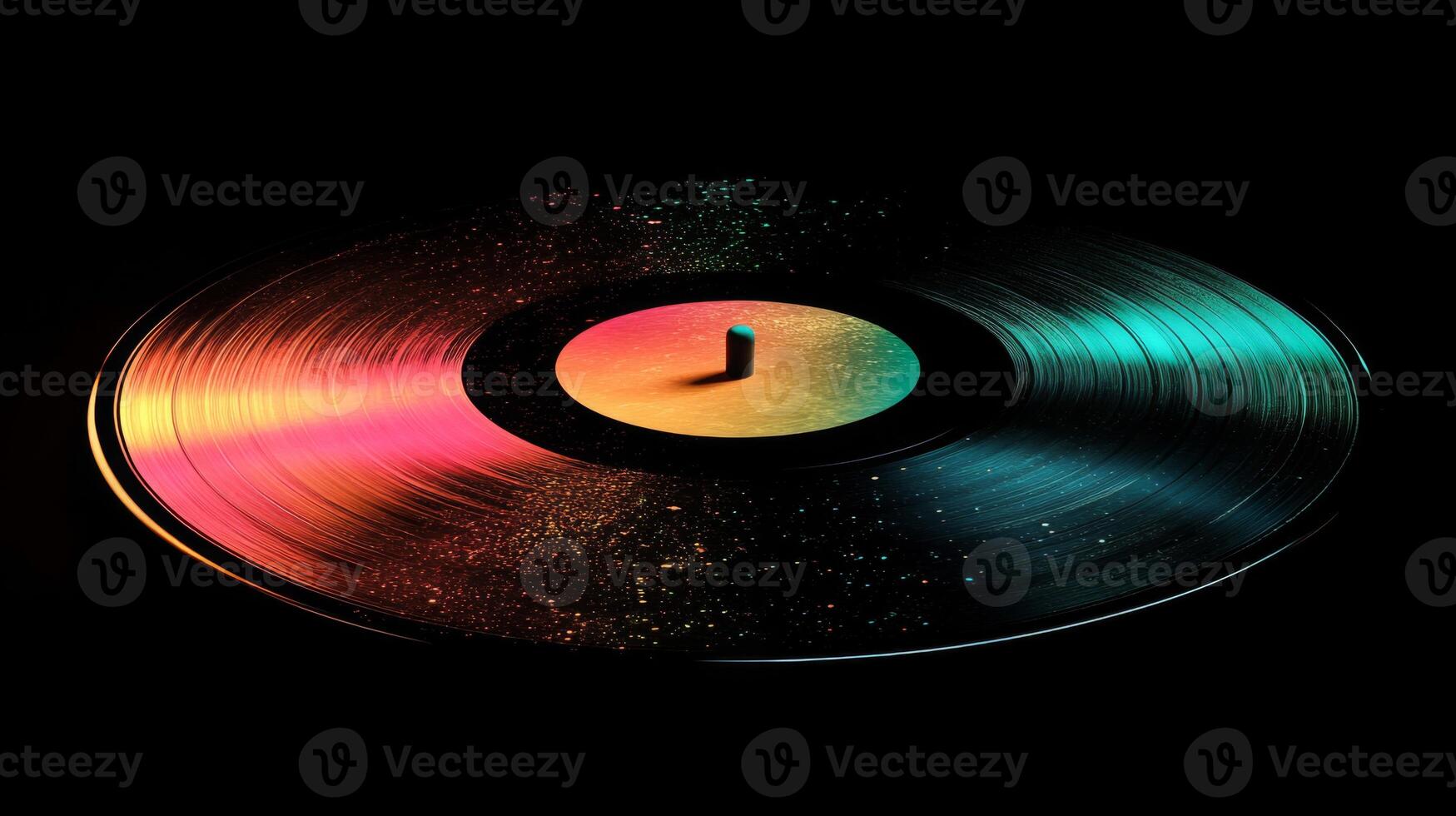 A Vinyl Record with a Colorful Gradient and Specks of Dust photo