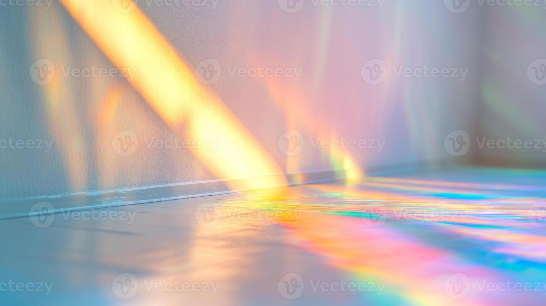 Iridescent Light Streaks on a White Wall and Floor photo