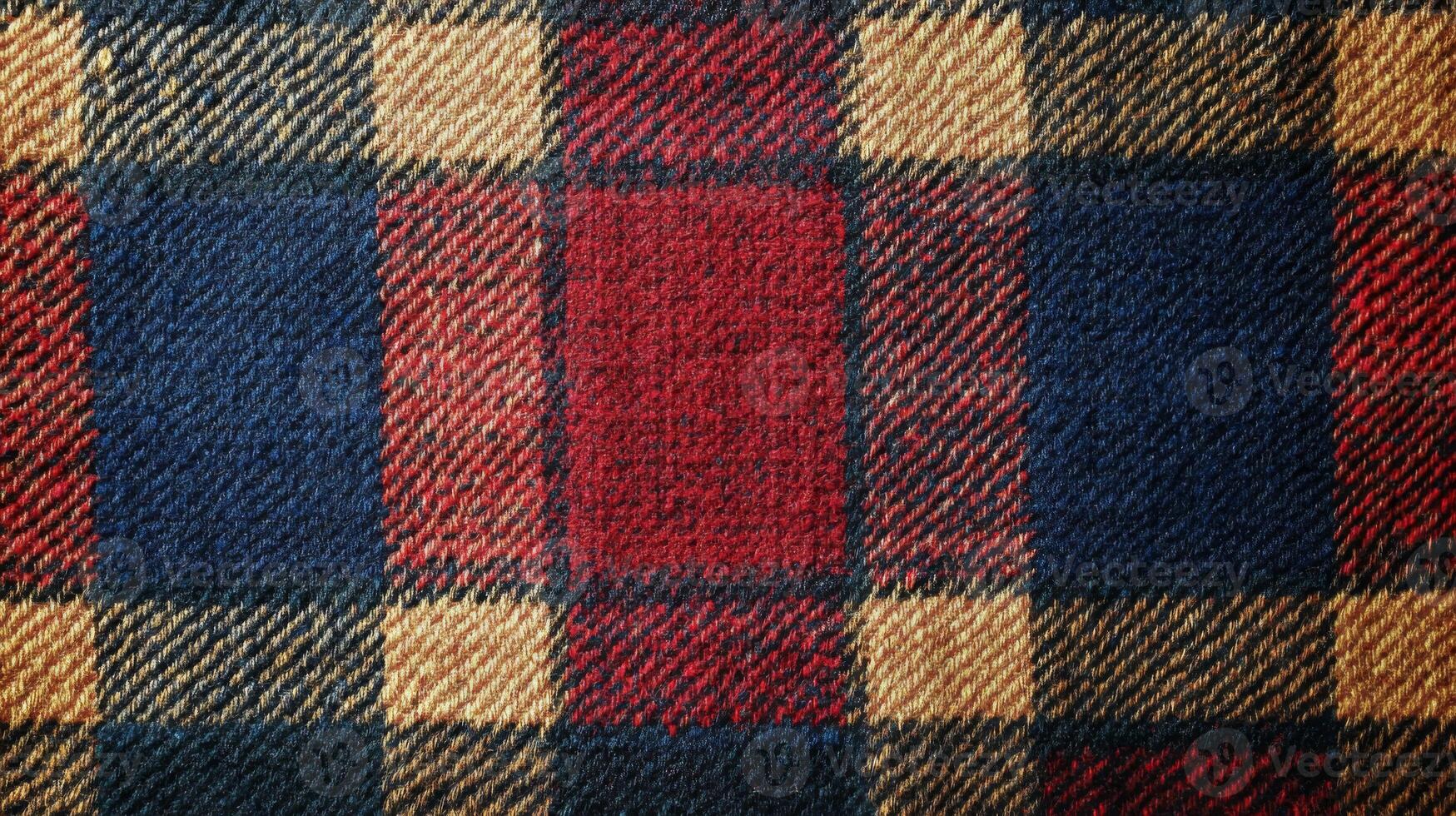 Close-up of Red, Blue, and Tan Plaid Fabric photo