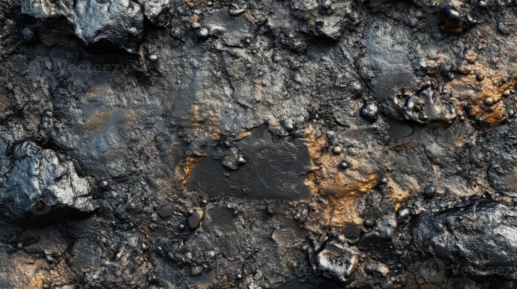 Black and Gold Textured Surface with Bumps and Cracks photo