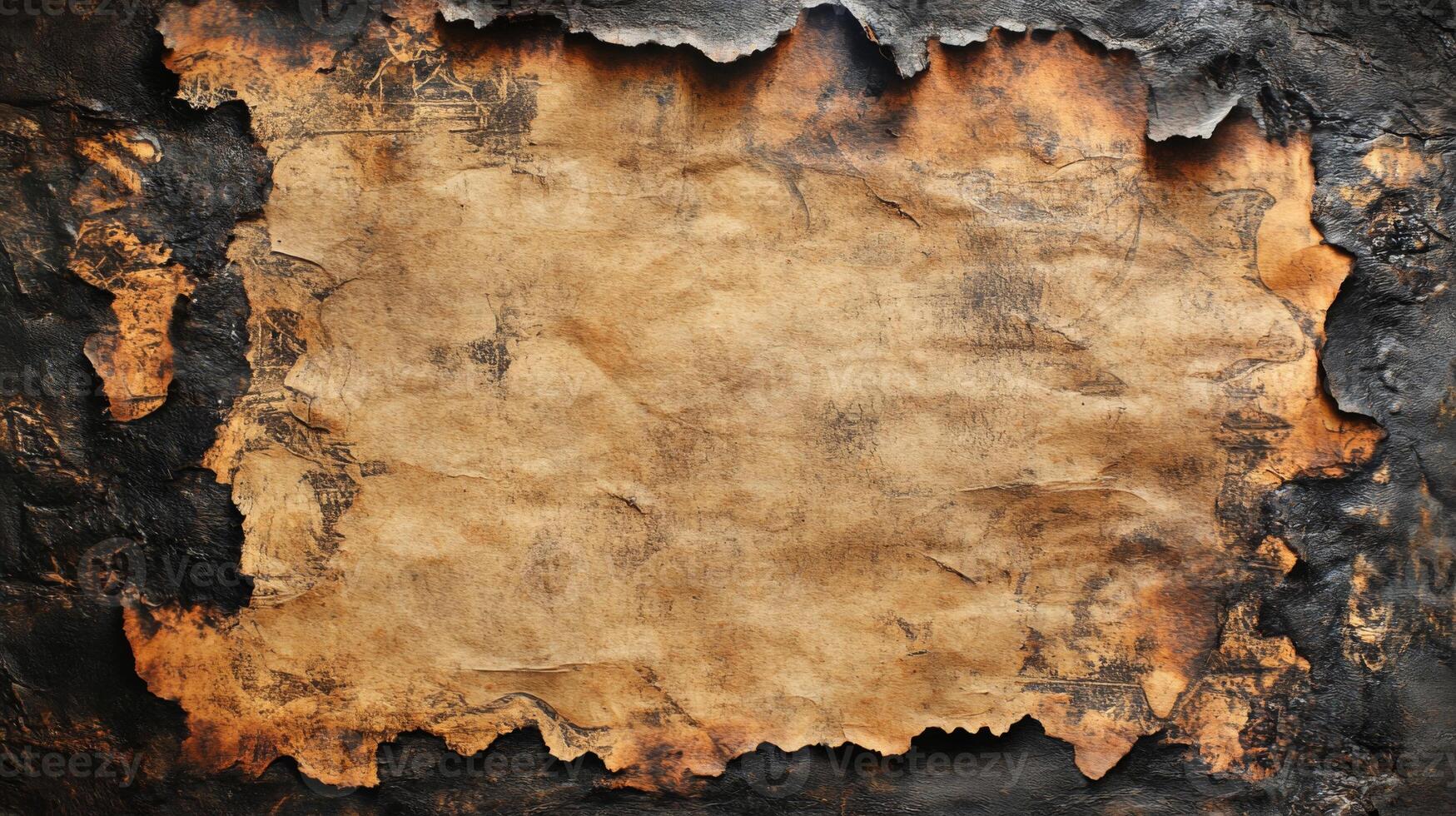 Burned Edges of a Fragile, Worn Parchment photo