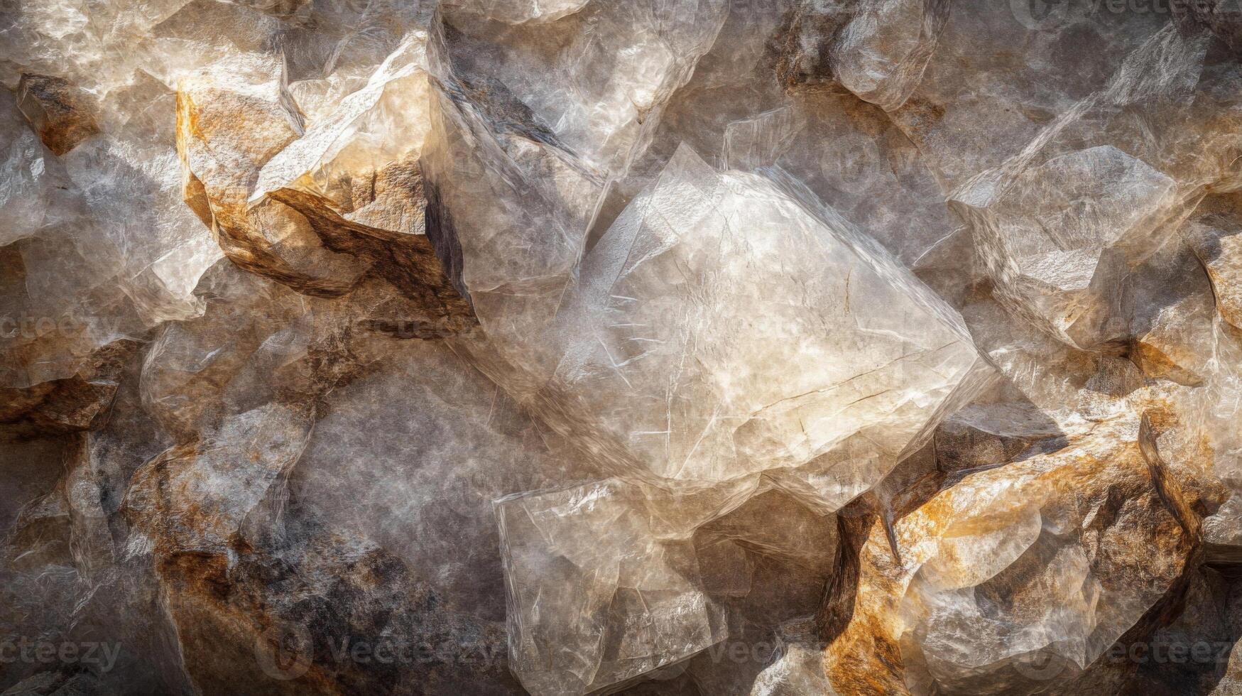 Crystalline Rock Formation with Fissures and Shadows photo