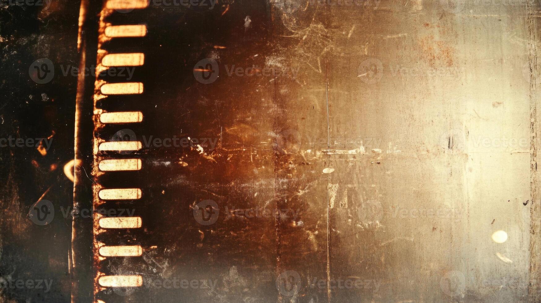 A Close-Up View of an Old Filmstrip with Scratches and Dents photo