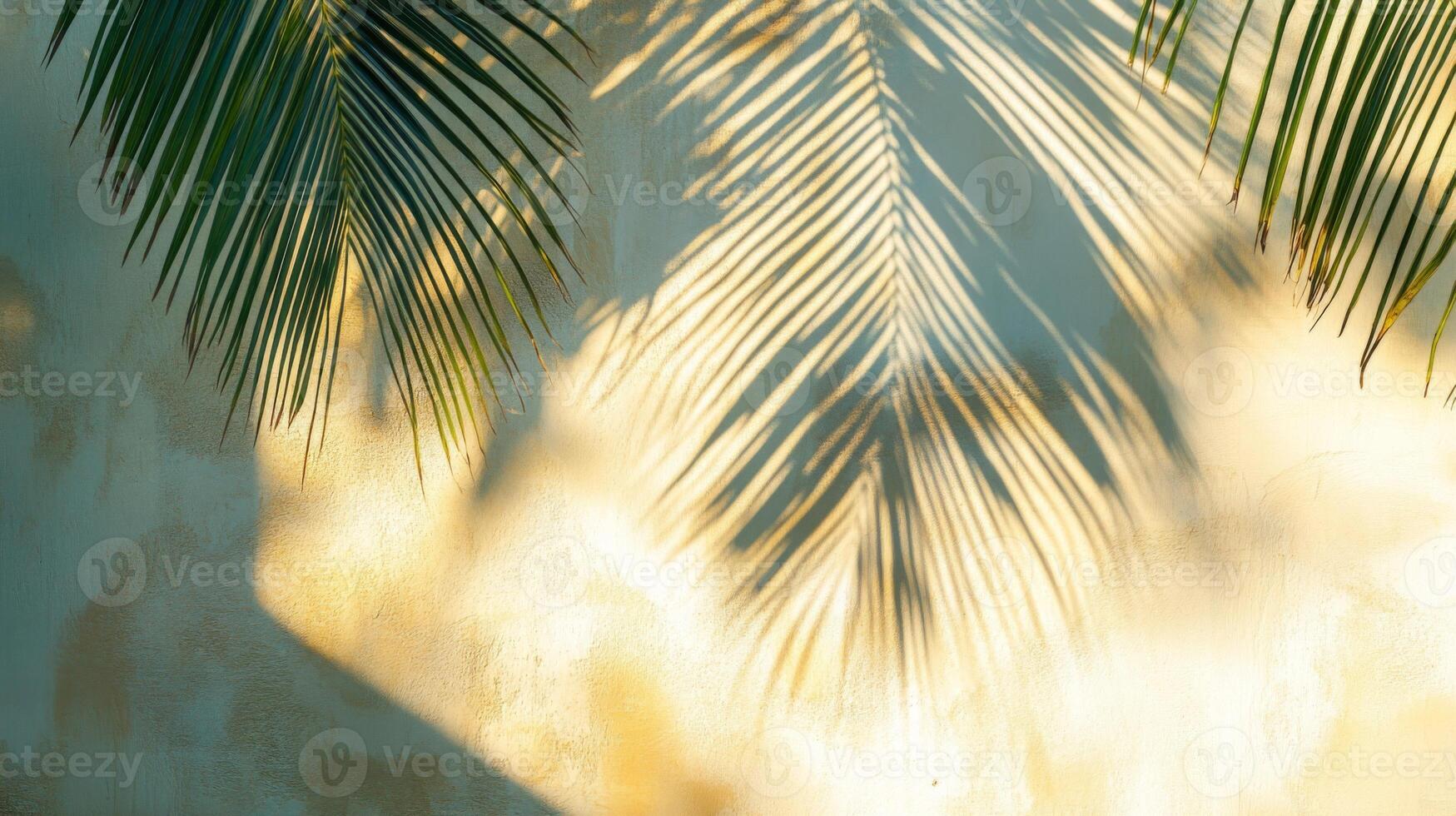 Palm Leaf Shadow Cast on a Cream-Colored Wall photo
