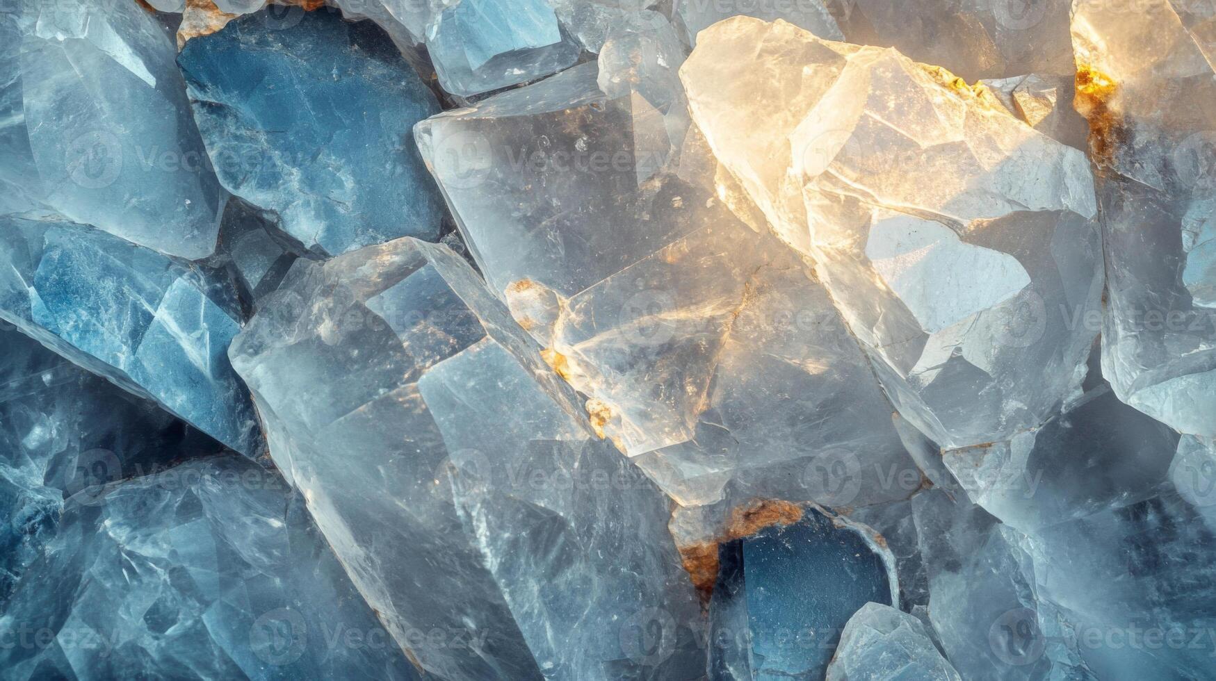 Close-up of a Cluster of Blue-Tinted Quartz Crystals photo