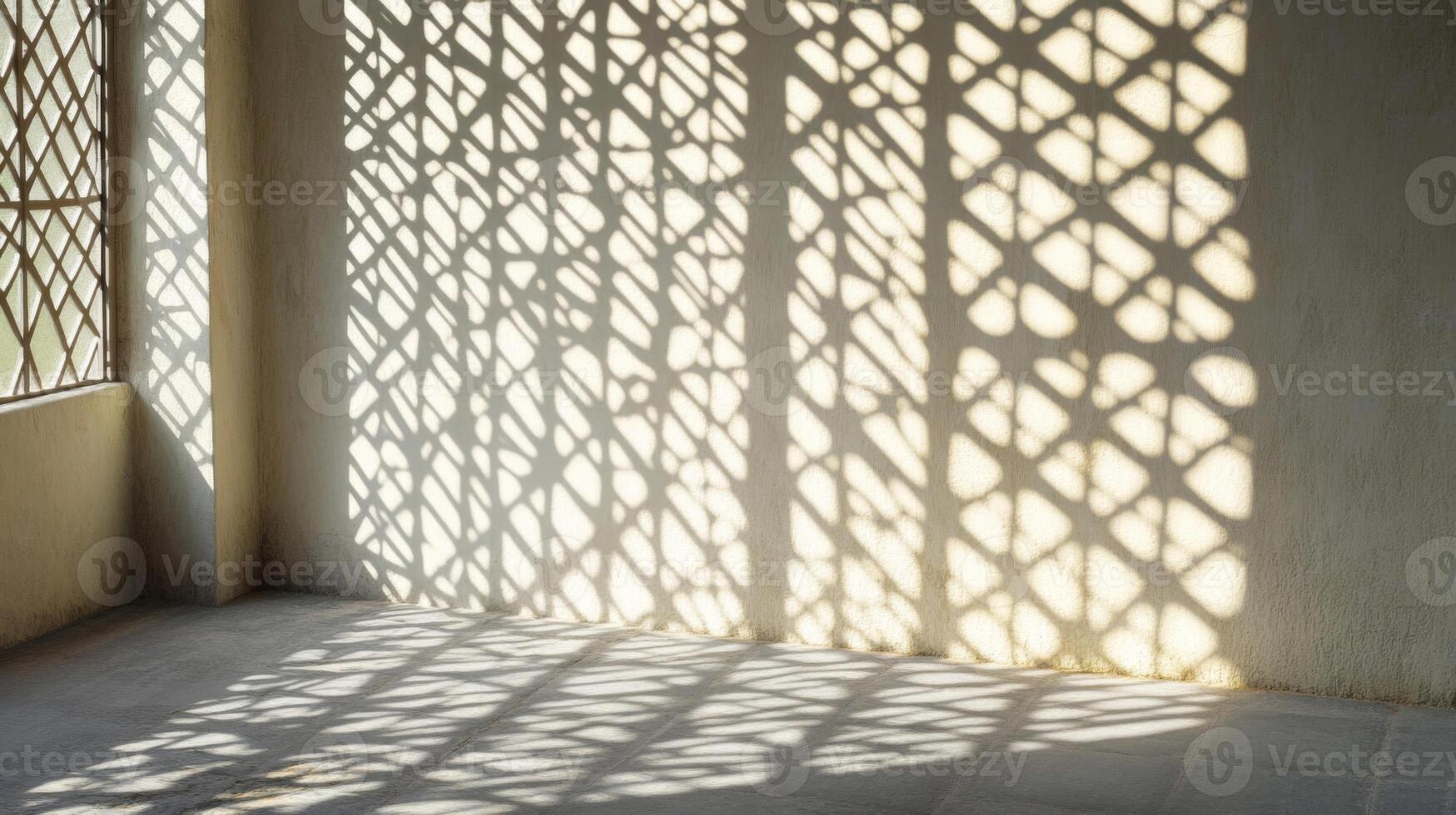 Geometric Shadow Patterns Cast on a Wall by a Window photo