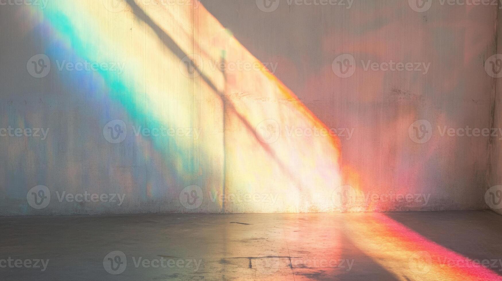 A Stained Glass Rainbow Casts a Colorful Glow on a Concrete Floor photo