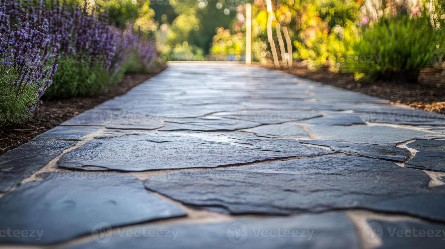 A Stone Pathway Leading Through a Garden photo