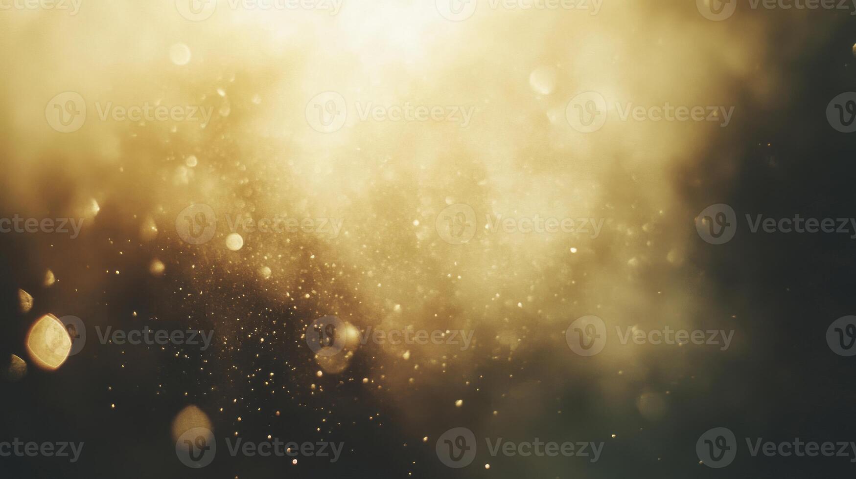 Golden Light and Dust Particles in a Dark Room photo