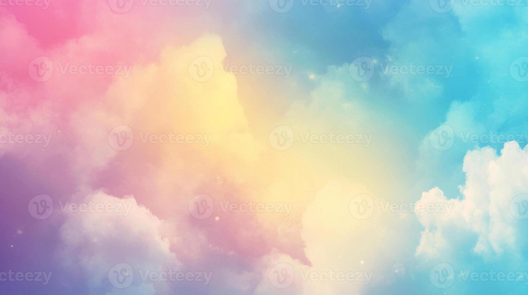 Watercolor Sky with Pastel Clouds and Sparkling Stars photo