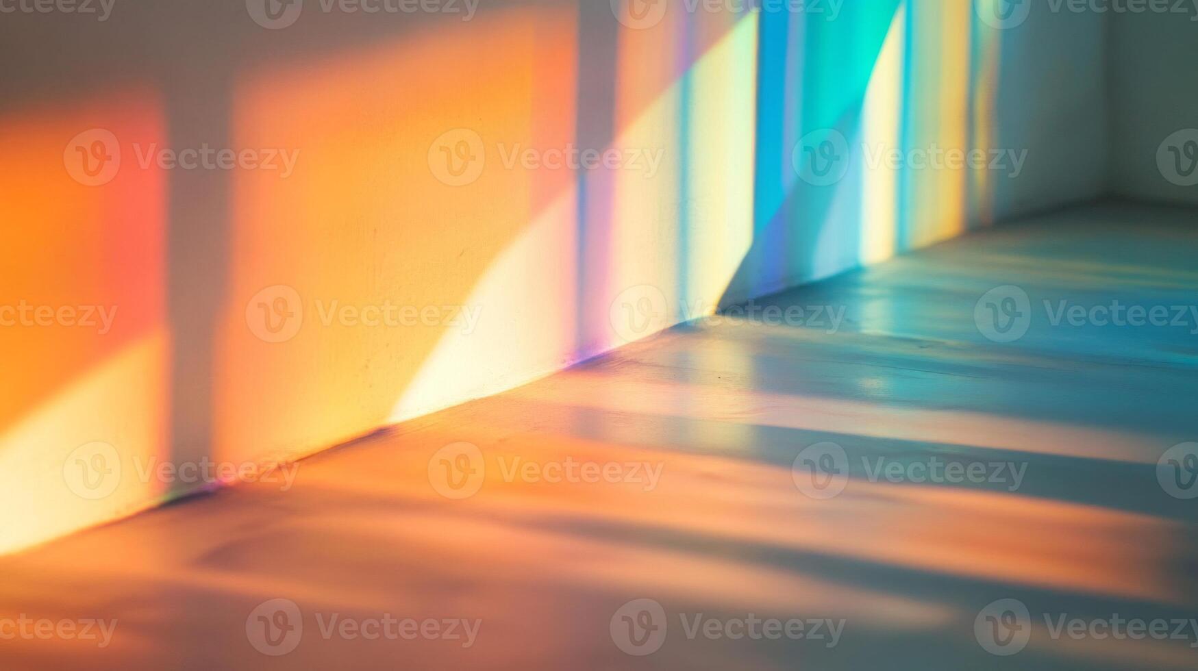 Colorful Light Streaks on a Wall and Floor photo