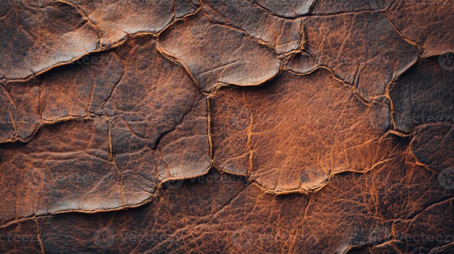 Close-up of Cracked and Worn Brown Leather photo
