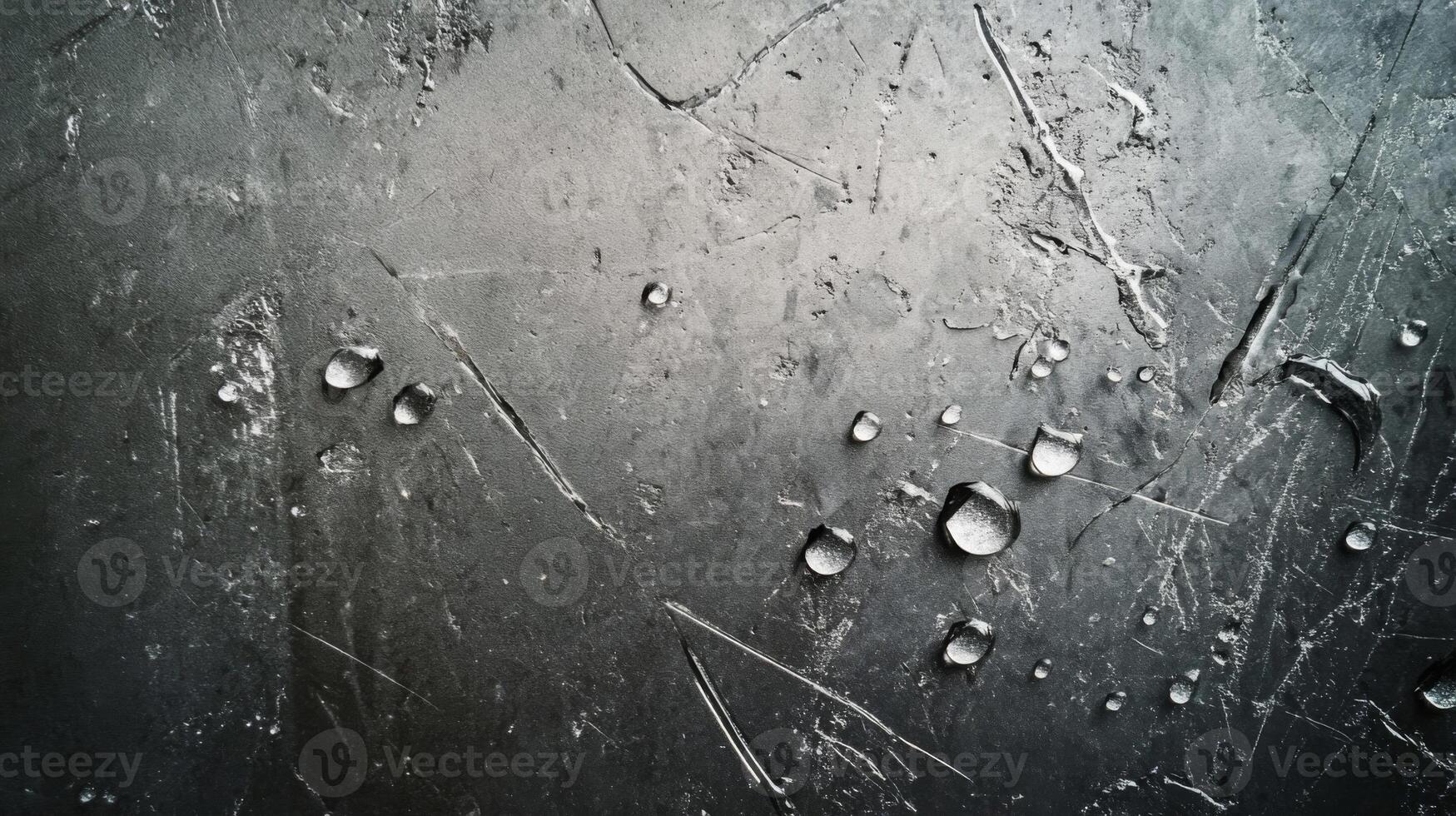Water Droplets on a Scratched Metallic Surface photo