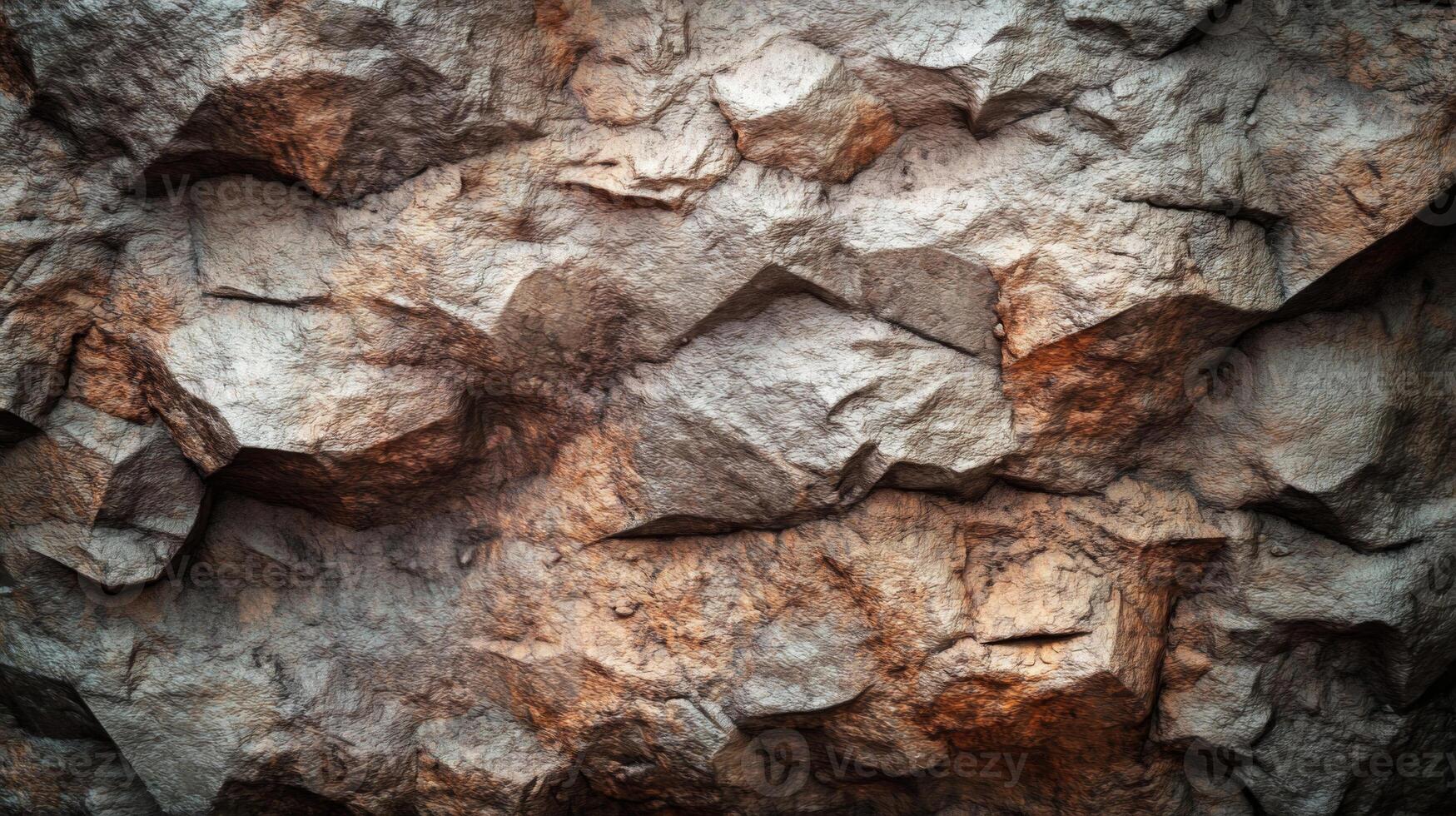 Close-up of Rough, Gray and Brown Rock Texture photo