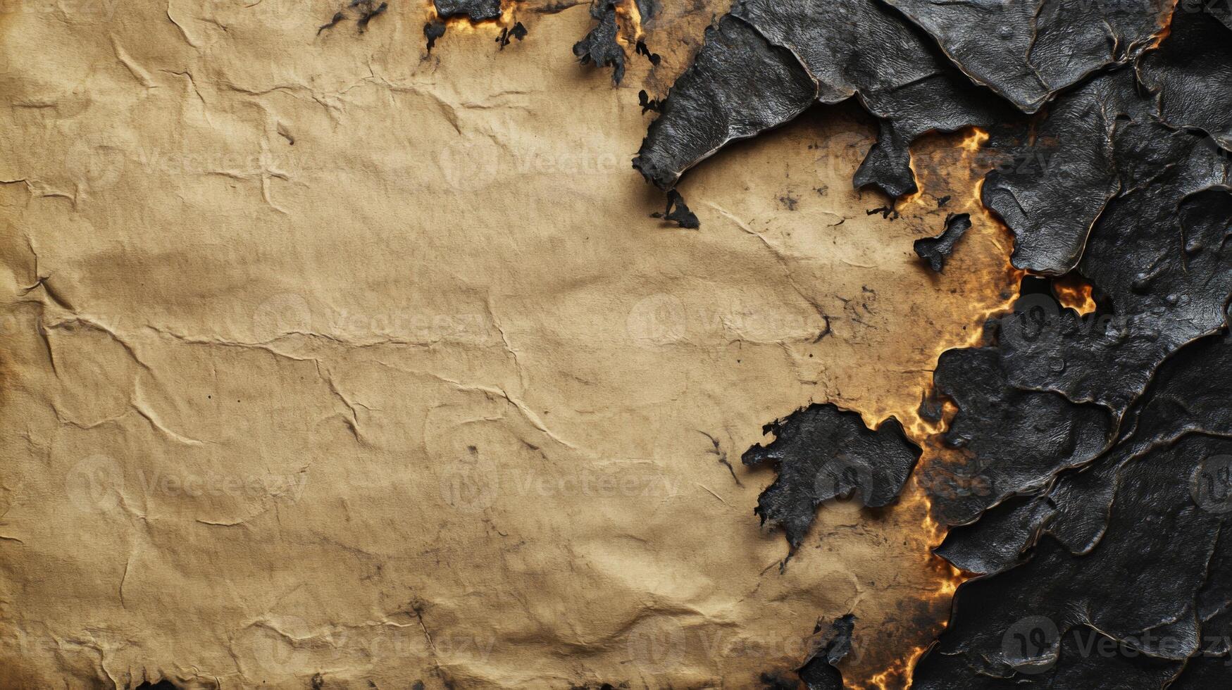Burned and Crinkled Paper Texture with Glowing Edges photo