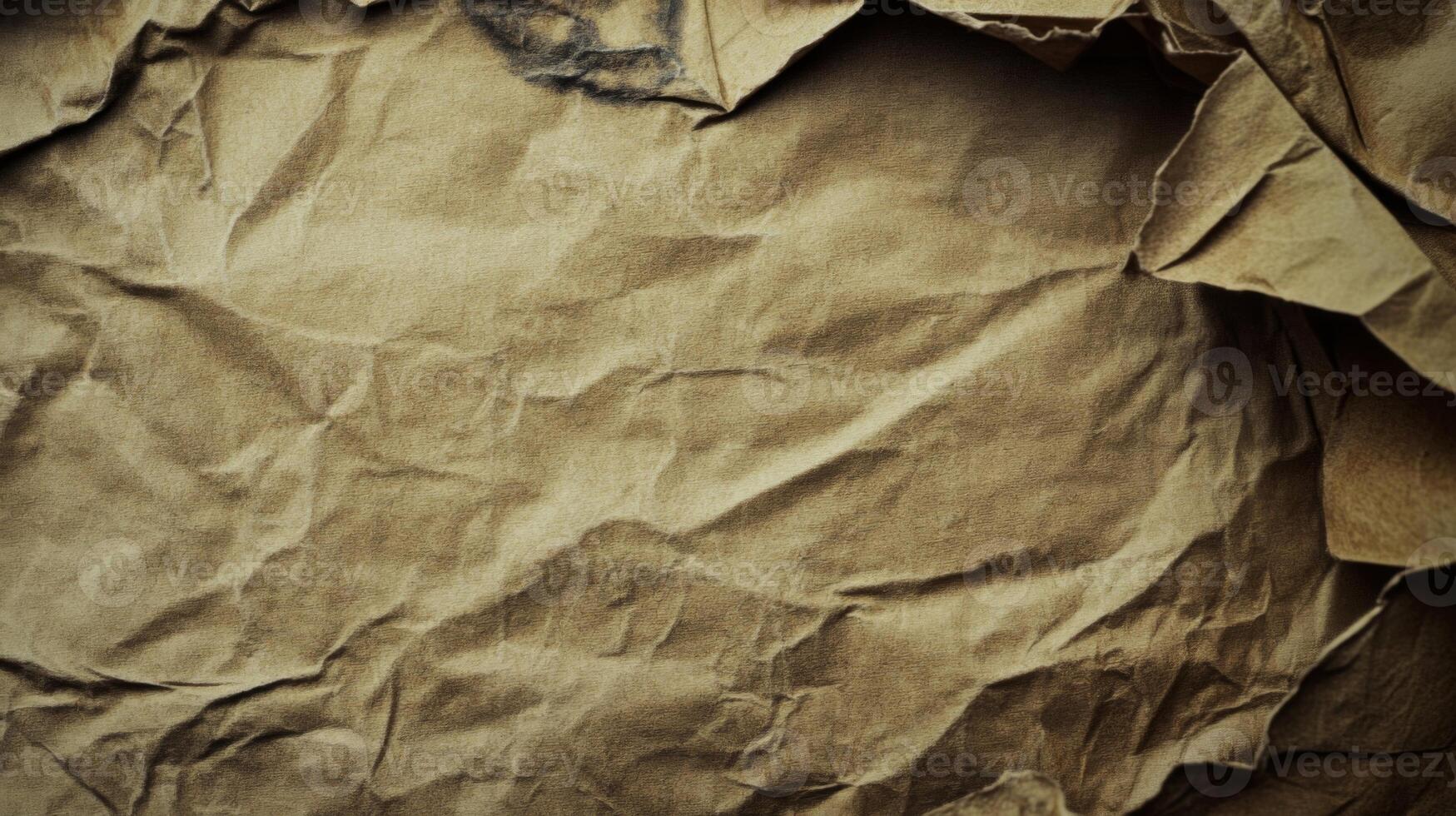 Crumpled Brown Paper Texture with Torn Edges photo