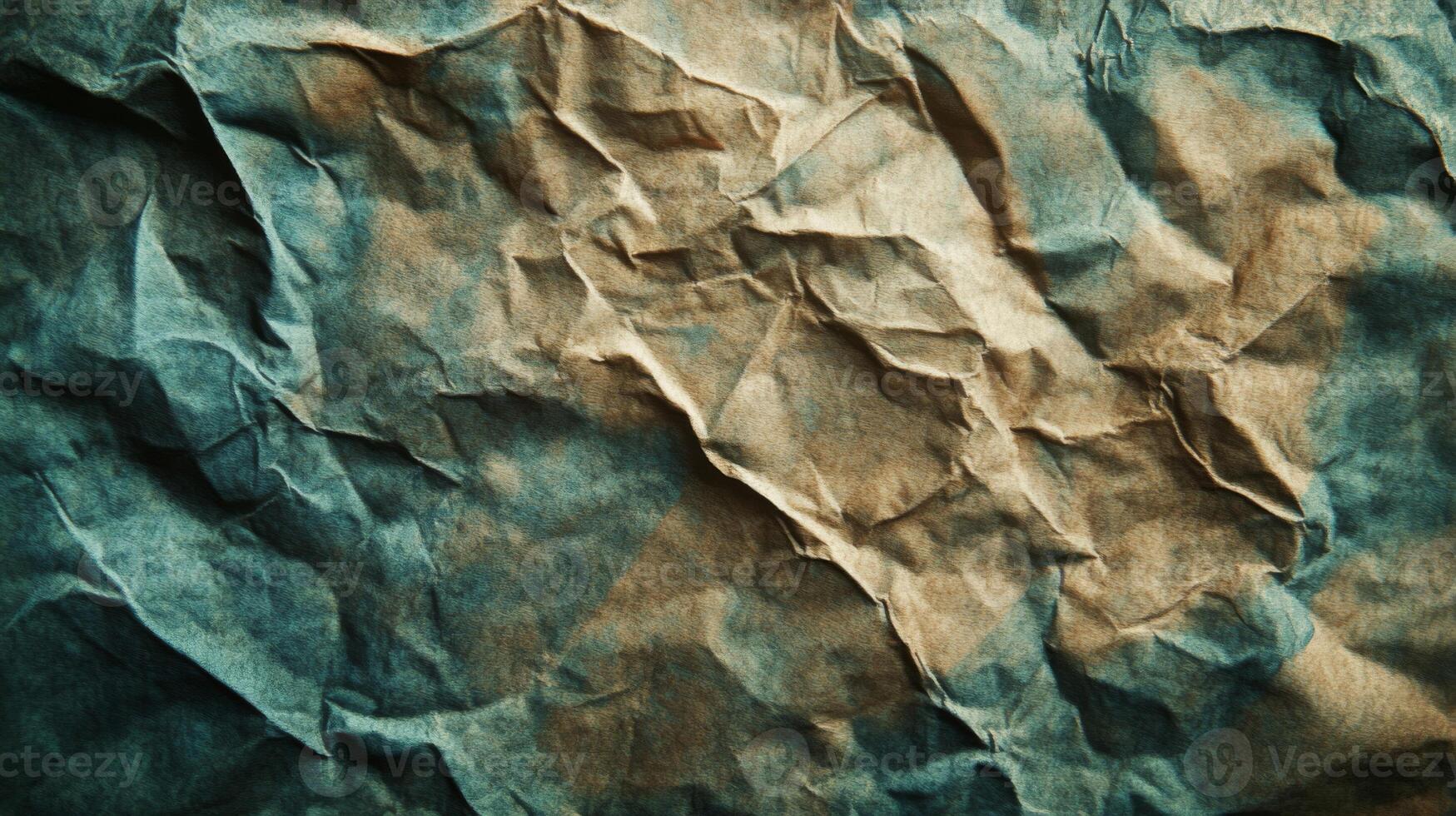 Crumpled Brown and Teal Paper Texture photo