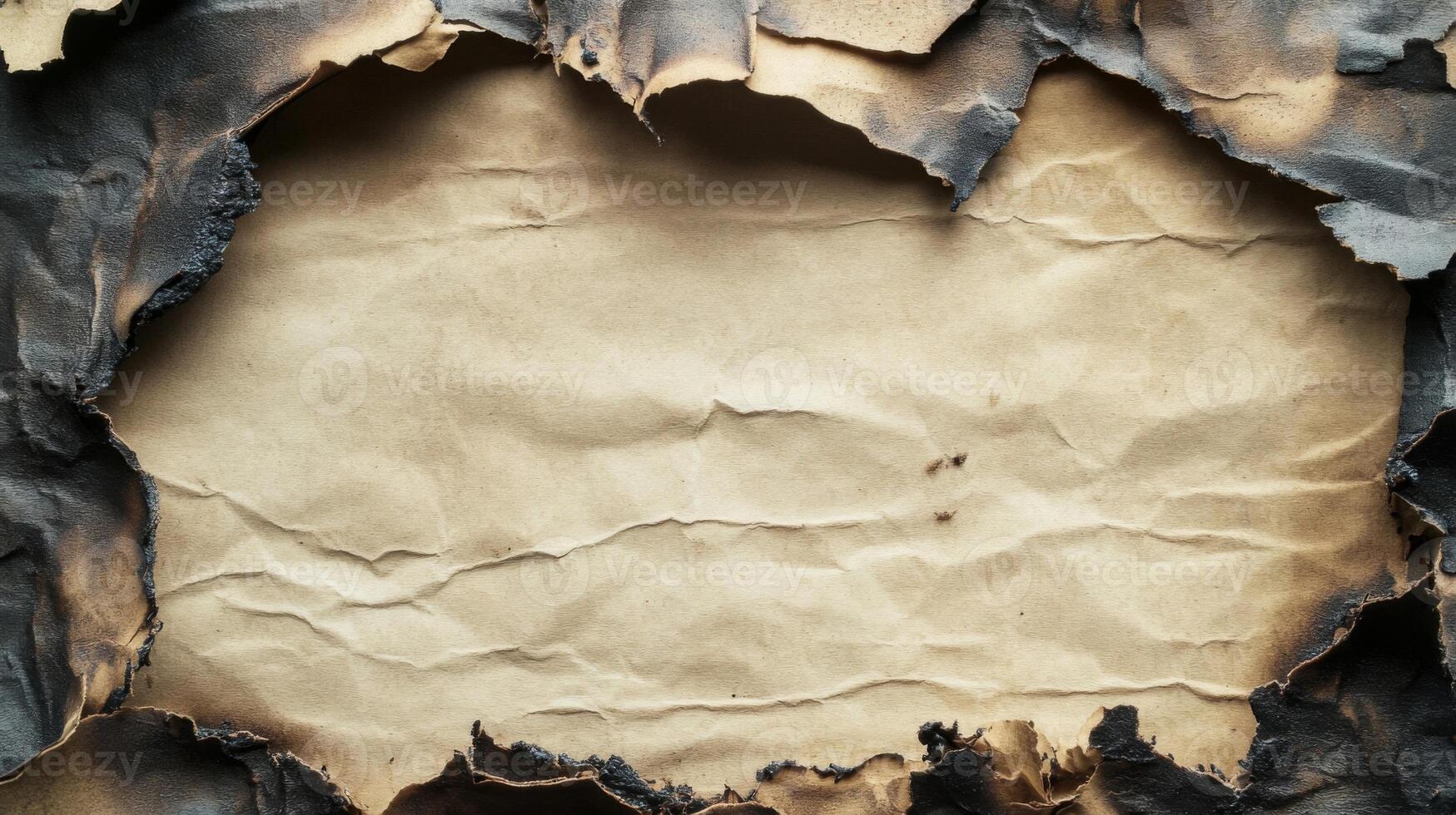 Burned Paper Edges Surrounding a Blank Space photo