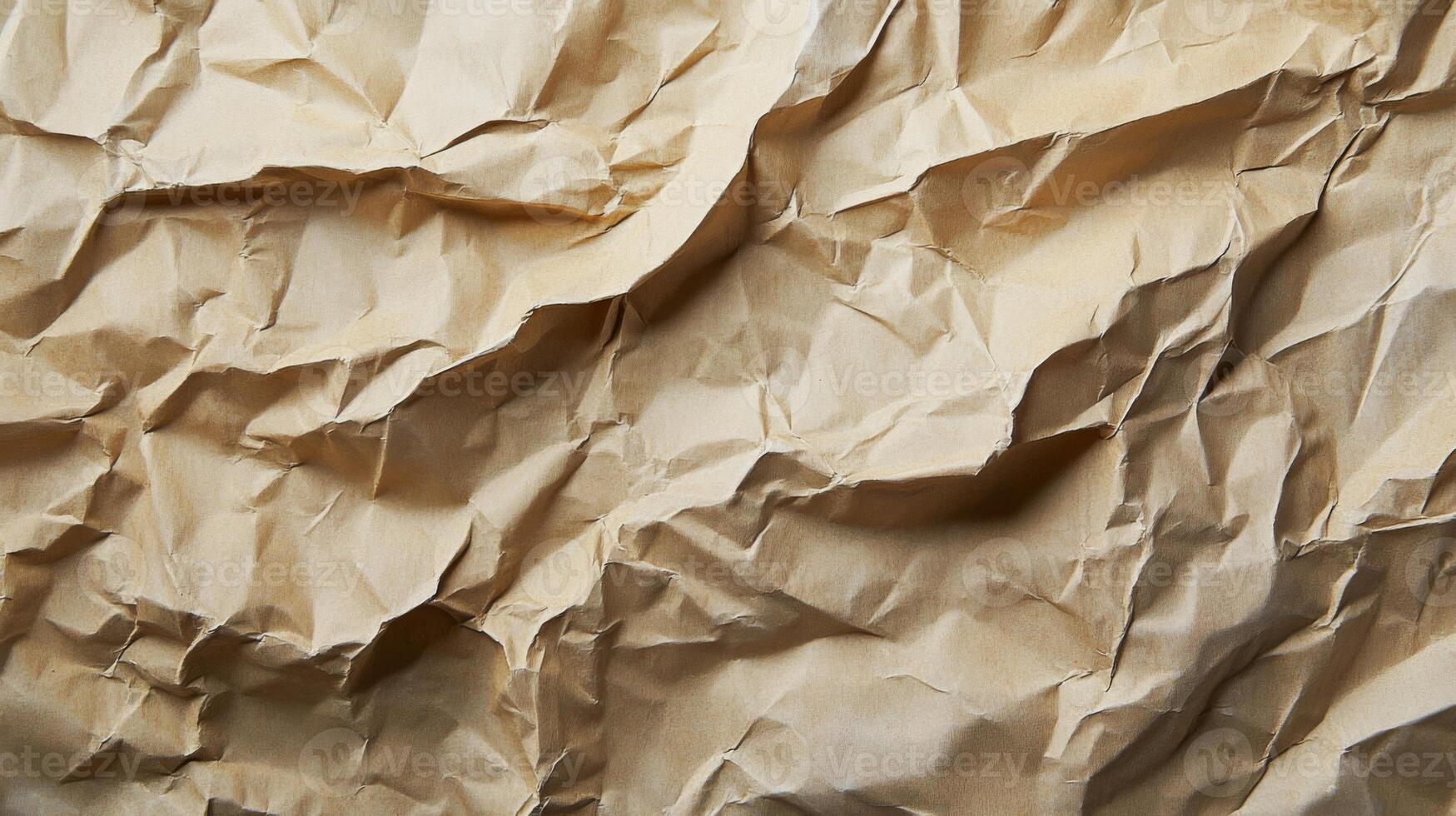 Close-up of Crumpled Brown Paper Texture photo
