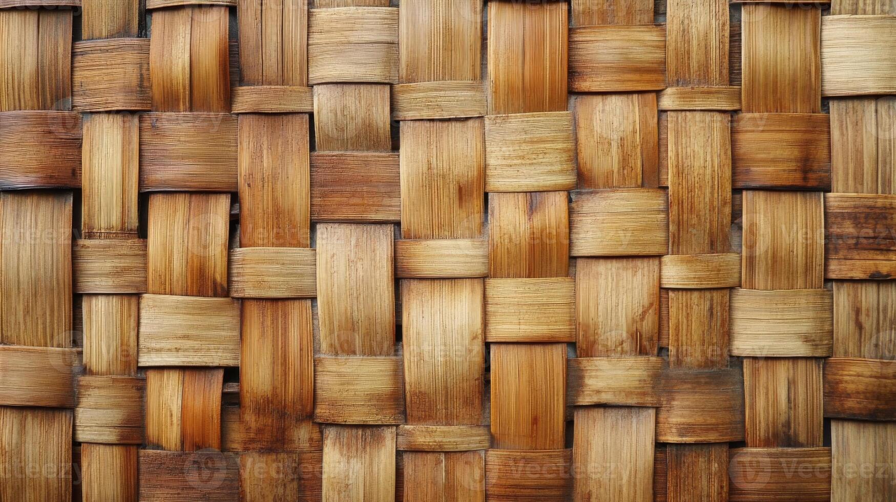 Interwoven Brown Bamboo Strips Creating a Rustic Pattern photo